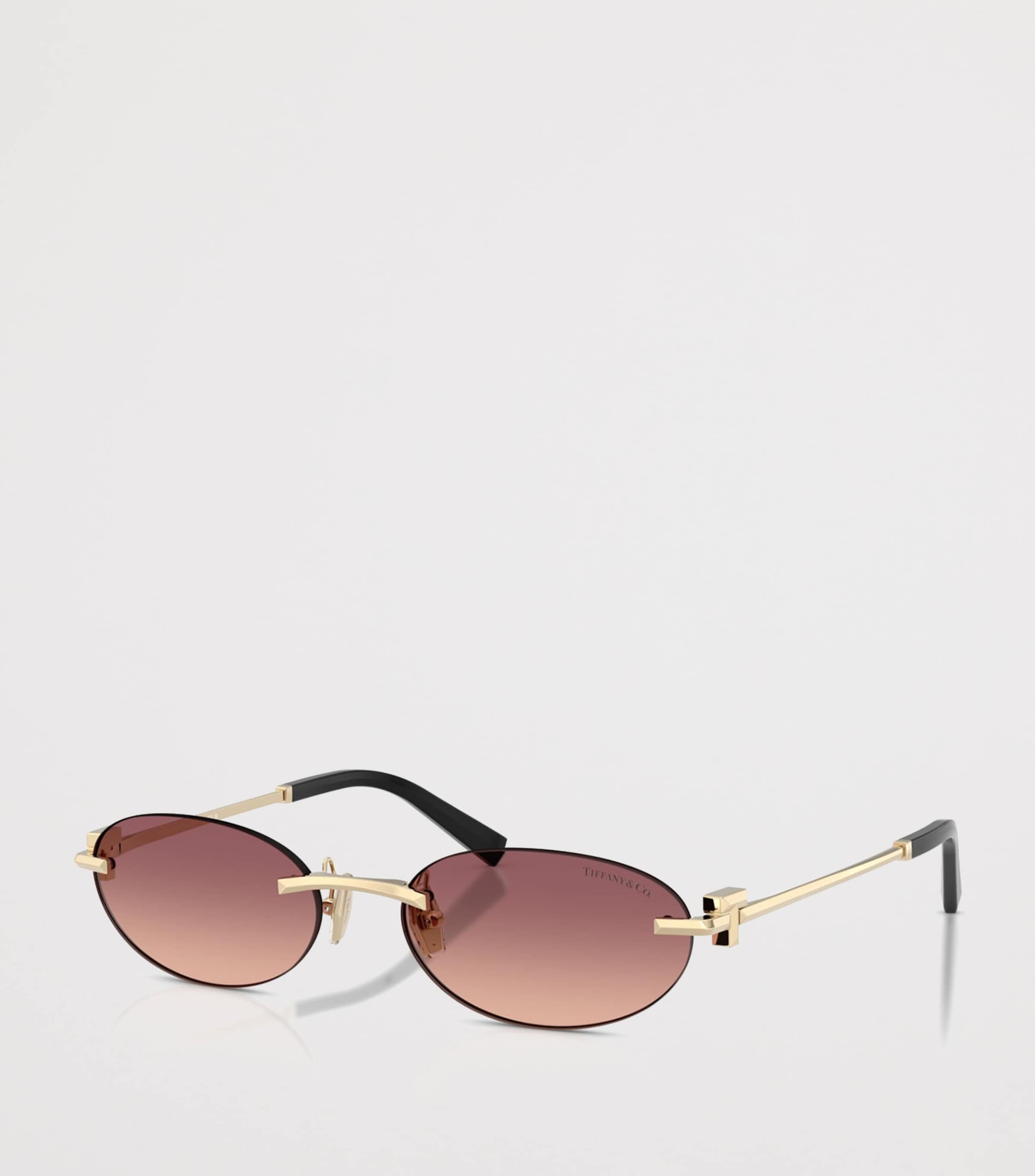 Tiffany & Co. Metal Oval Sunglasses Gold Image 2