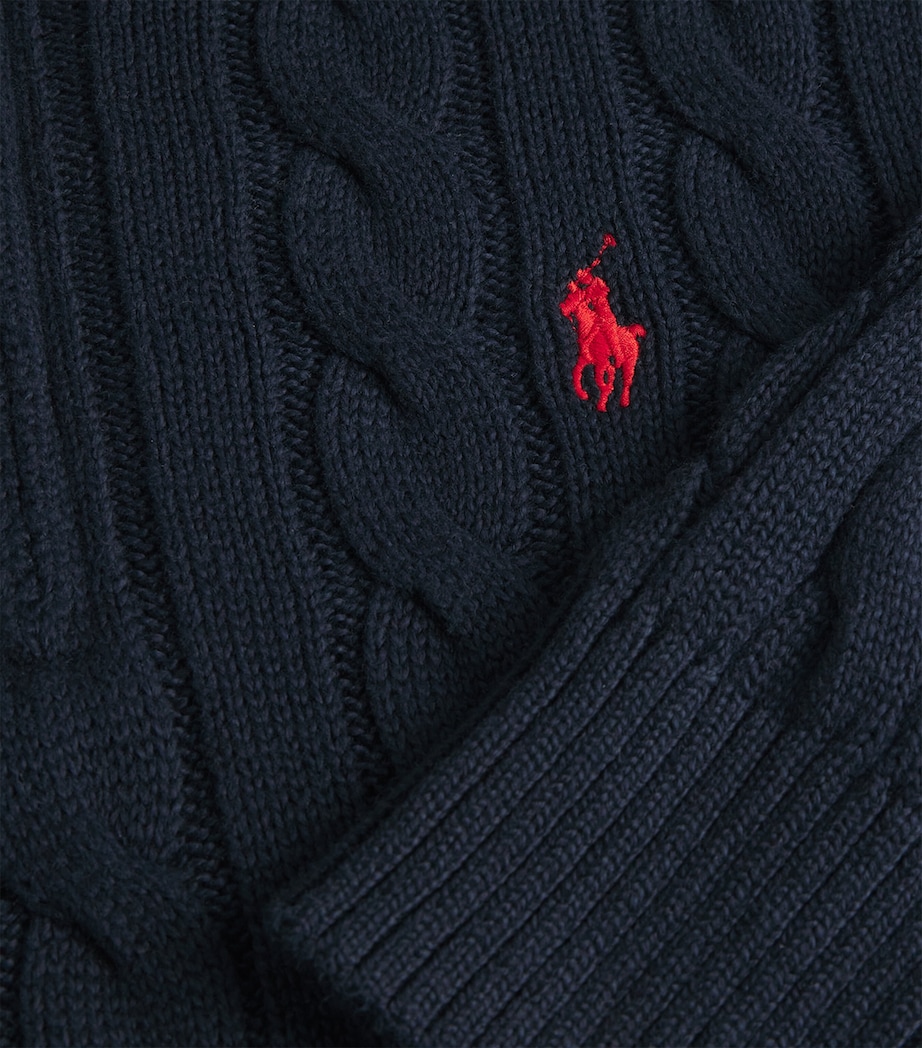 Cotton Cable Knit Sweater BLUE Image 5