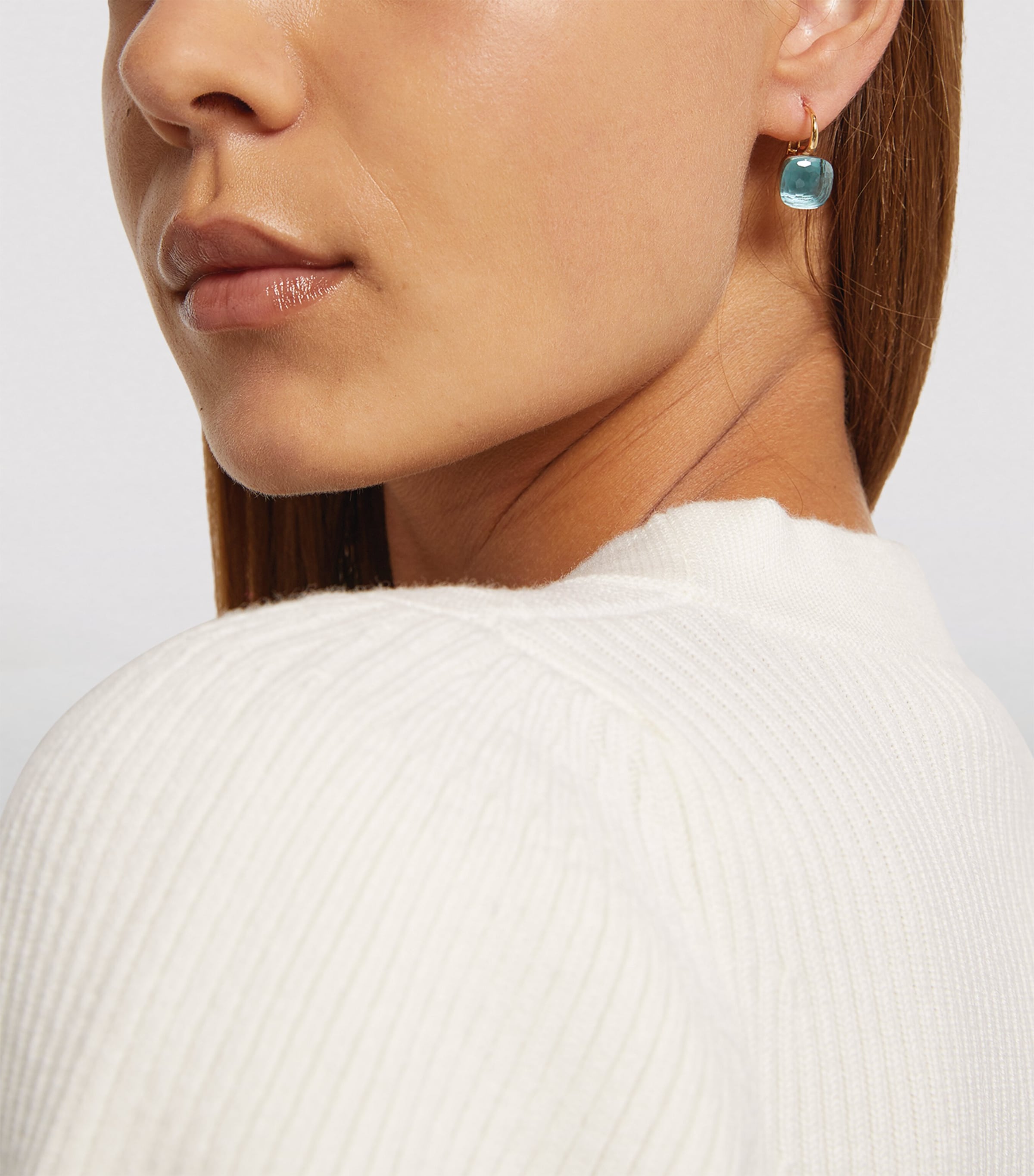 Pomellato Rose Gold, White Gold and Sky Blue Topaz Nudo Earrings Image 4