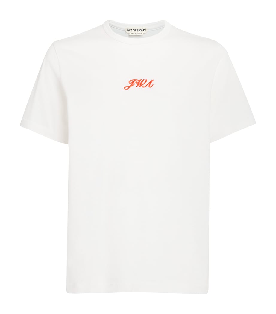 JW Anderson Mens Cotton Logo-Embroidered T-Shirt White Image 1