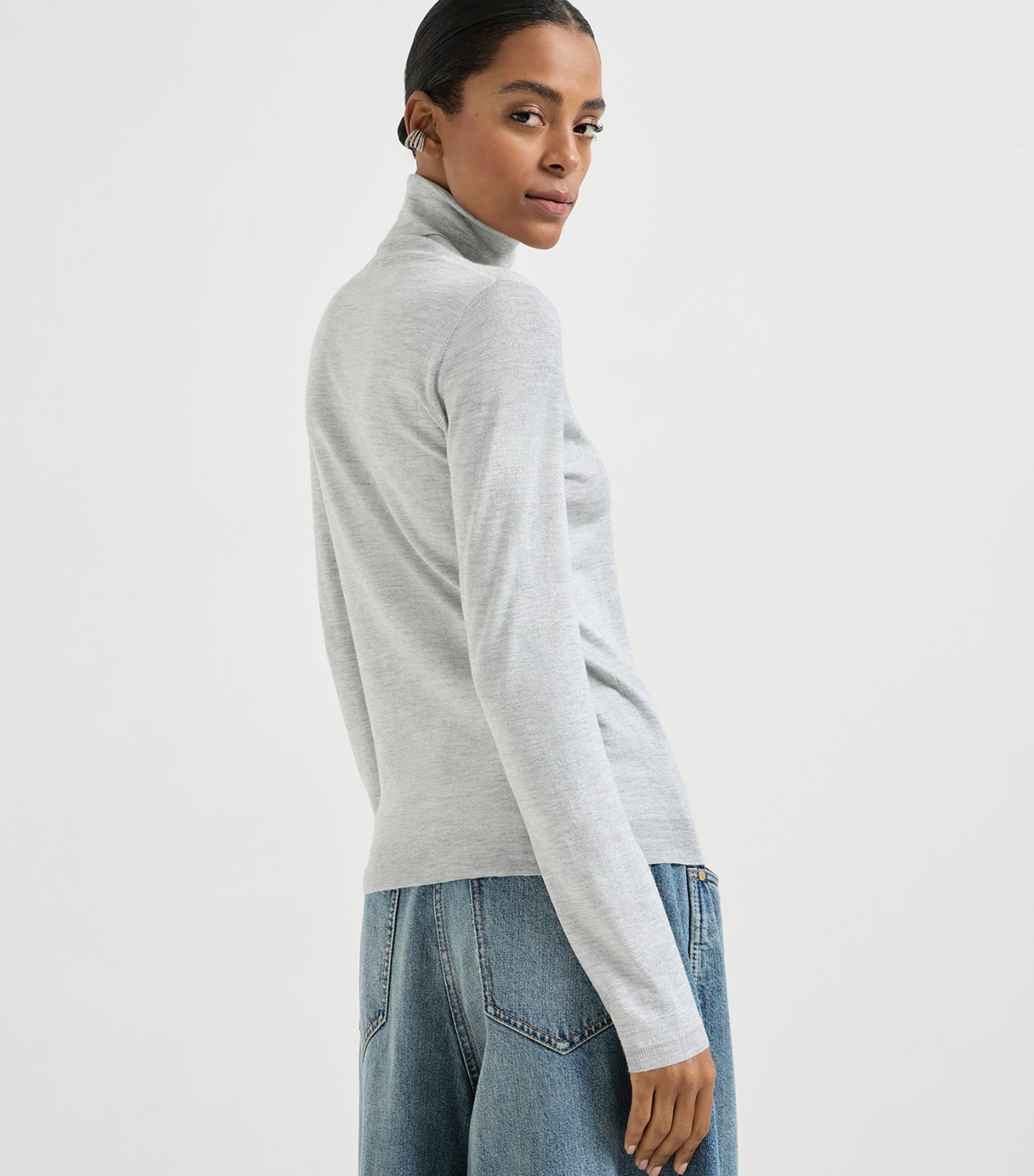Brunello Cucinelli Womens Cashmere-Silk-Blend Rollneck Sweater Image 5
