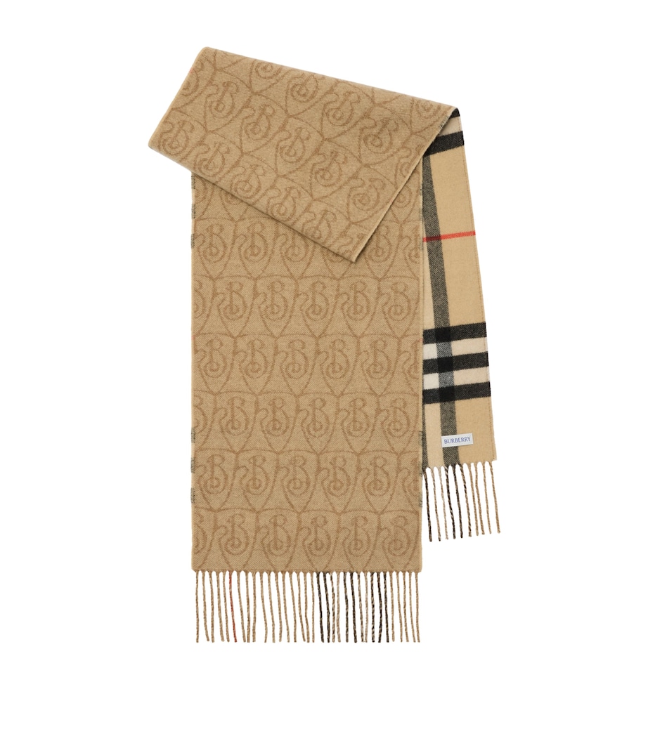Cashmere Reversible B Shield Scarf SAND Image 1