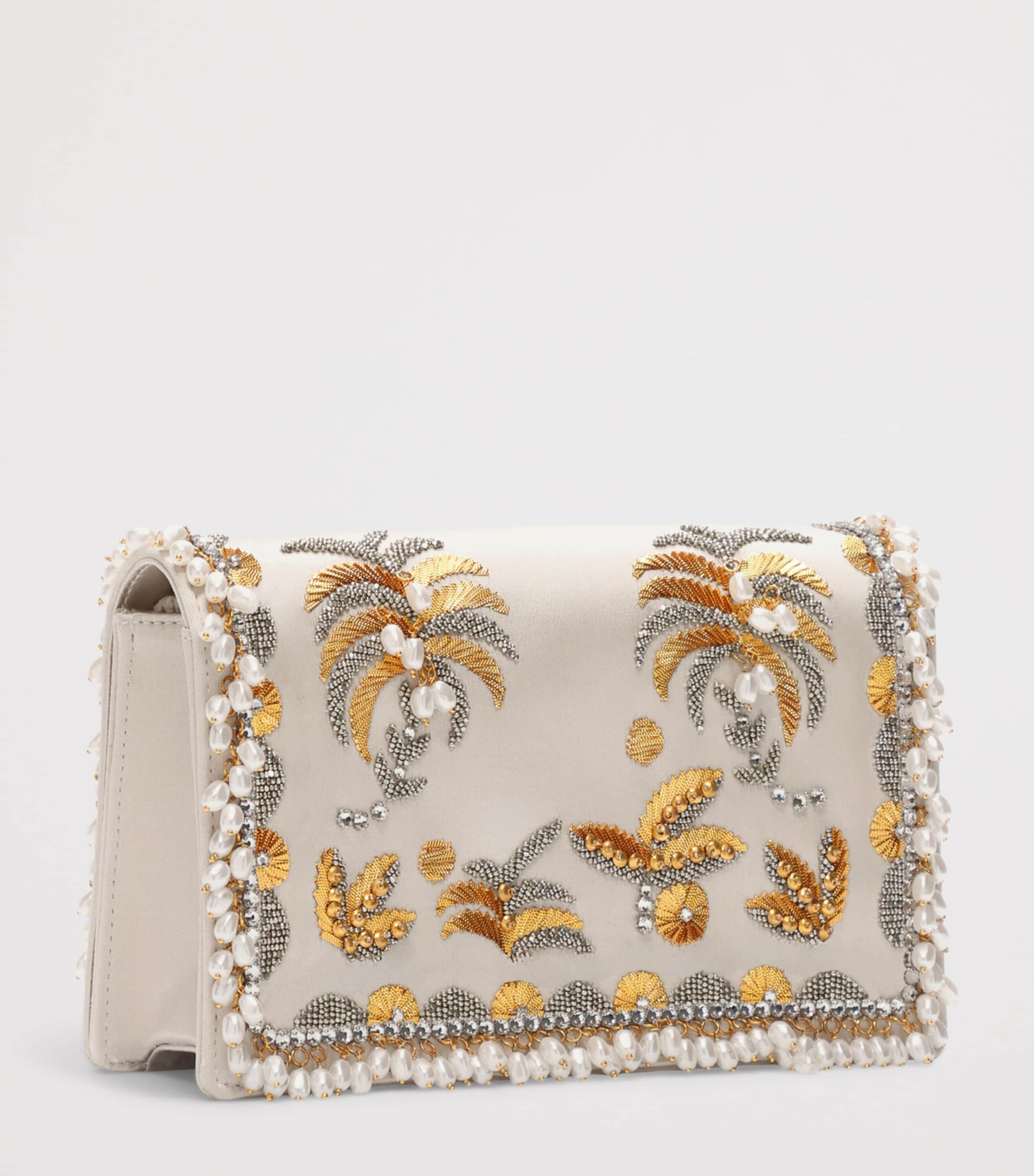 Schiaparelli Embellished Keyhole Bijoux Clutch Bag Ivory Image 3