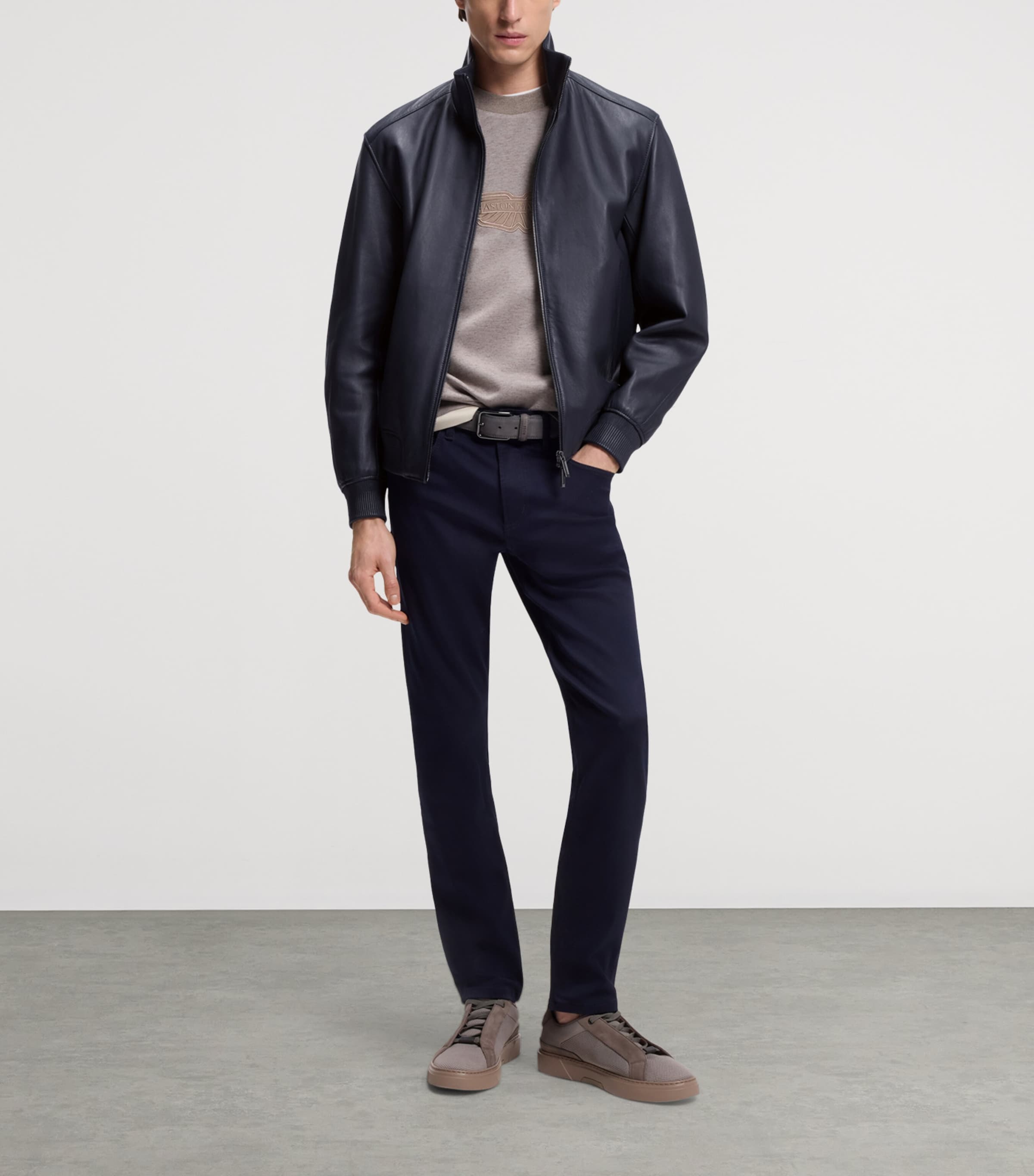 BOSS Mens x Aston Martin Lamb Leather Jacket Image 4