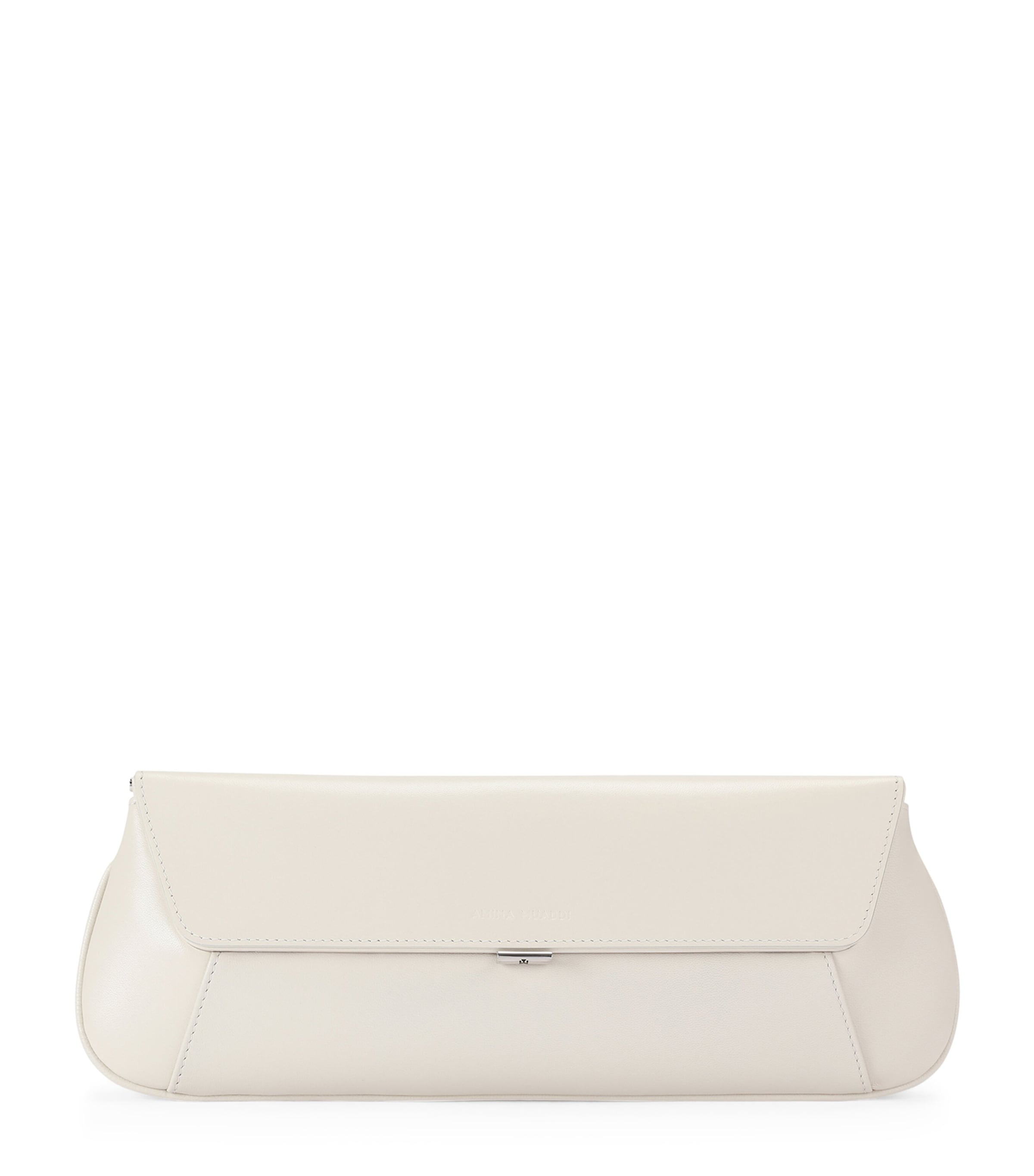 Amina Muaddi Leather Ami Clutch Bag Beige Image 1
