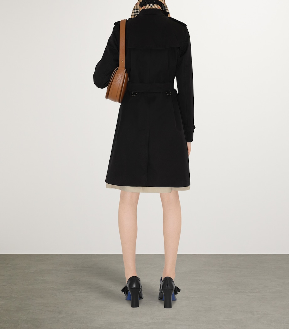 Gabardine Kensington Mid-Length Trench Coat BLACK Image 4