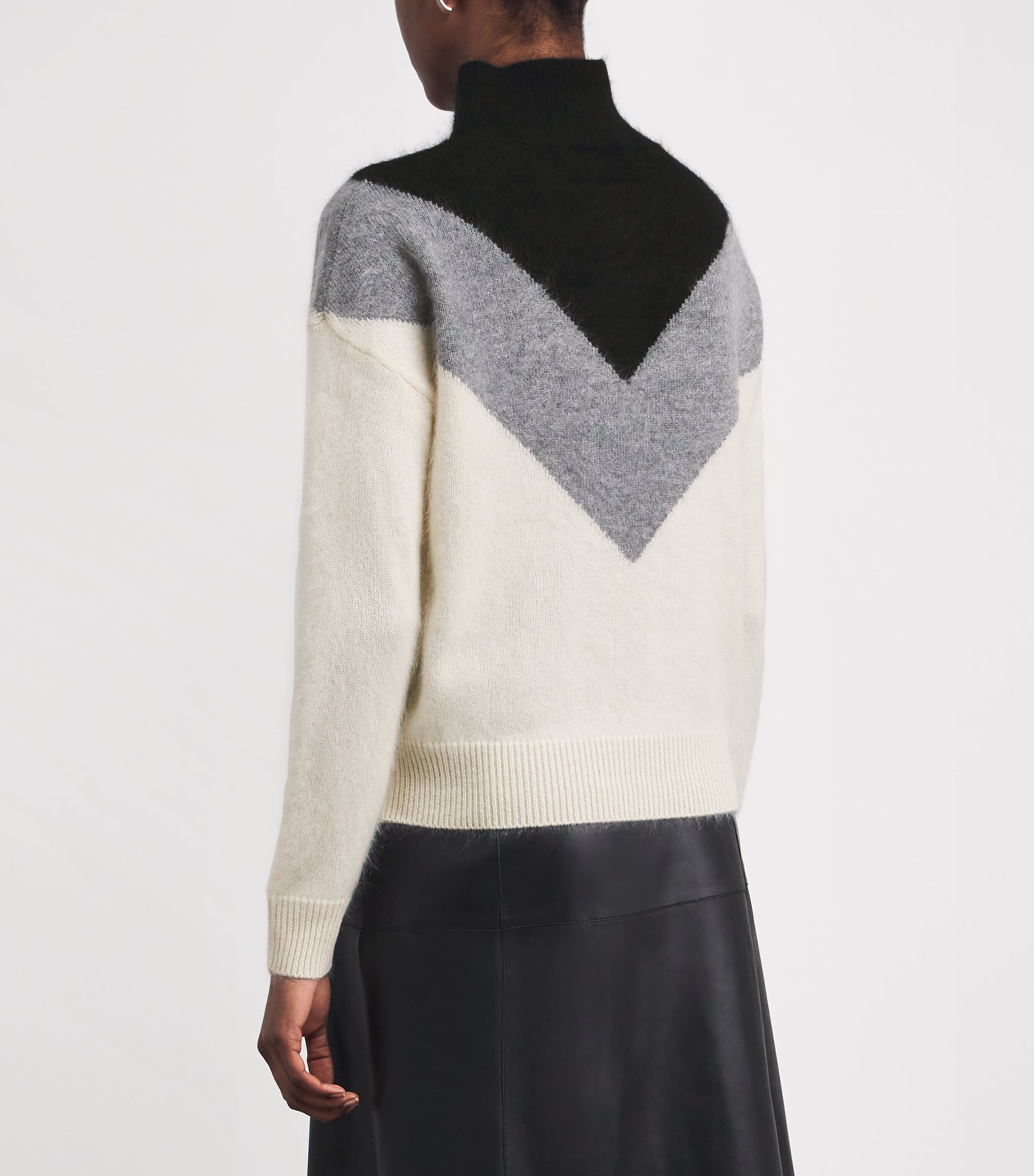 Cashmere Chevron Rollneck Sweater CHK-IVORY MULTI Image 4