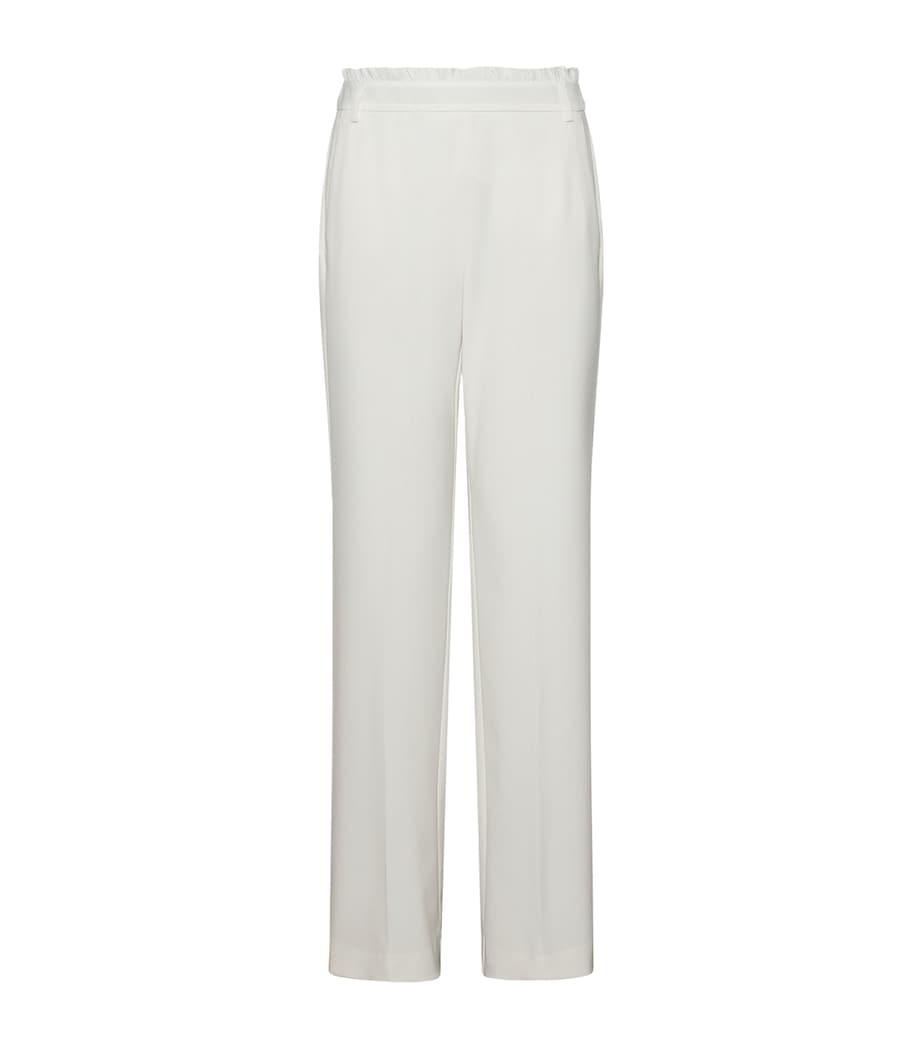 Marella Womens Ruffled Straight Trousers Ivory Image 1