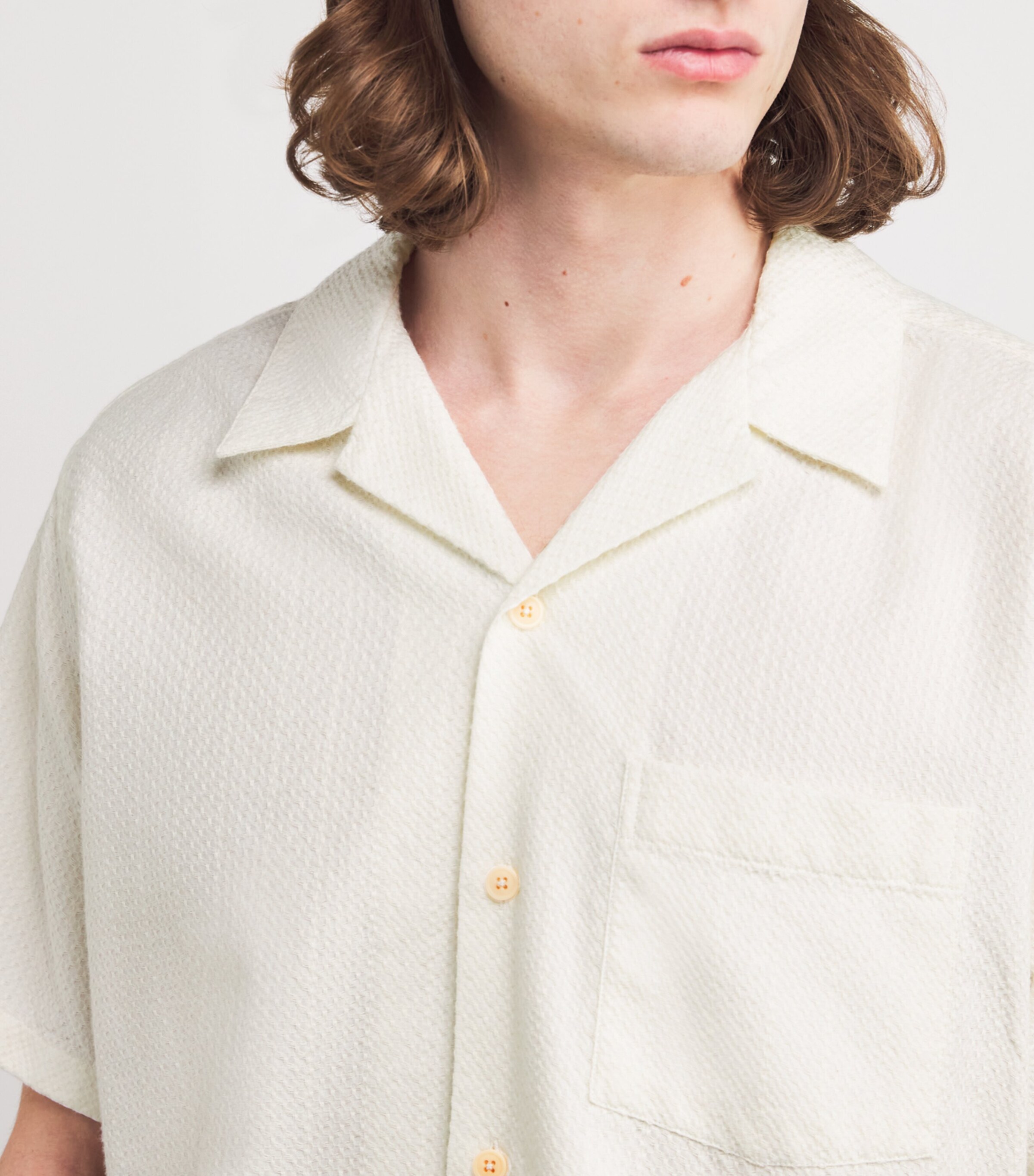 Oliver Spencer Mens Organic Cotton Havana Shirt Cream Image 6