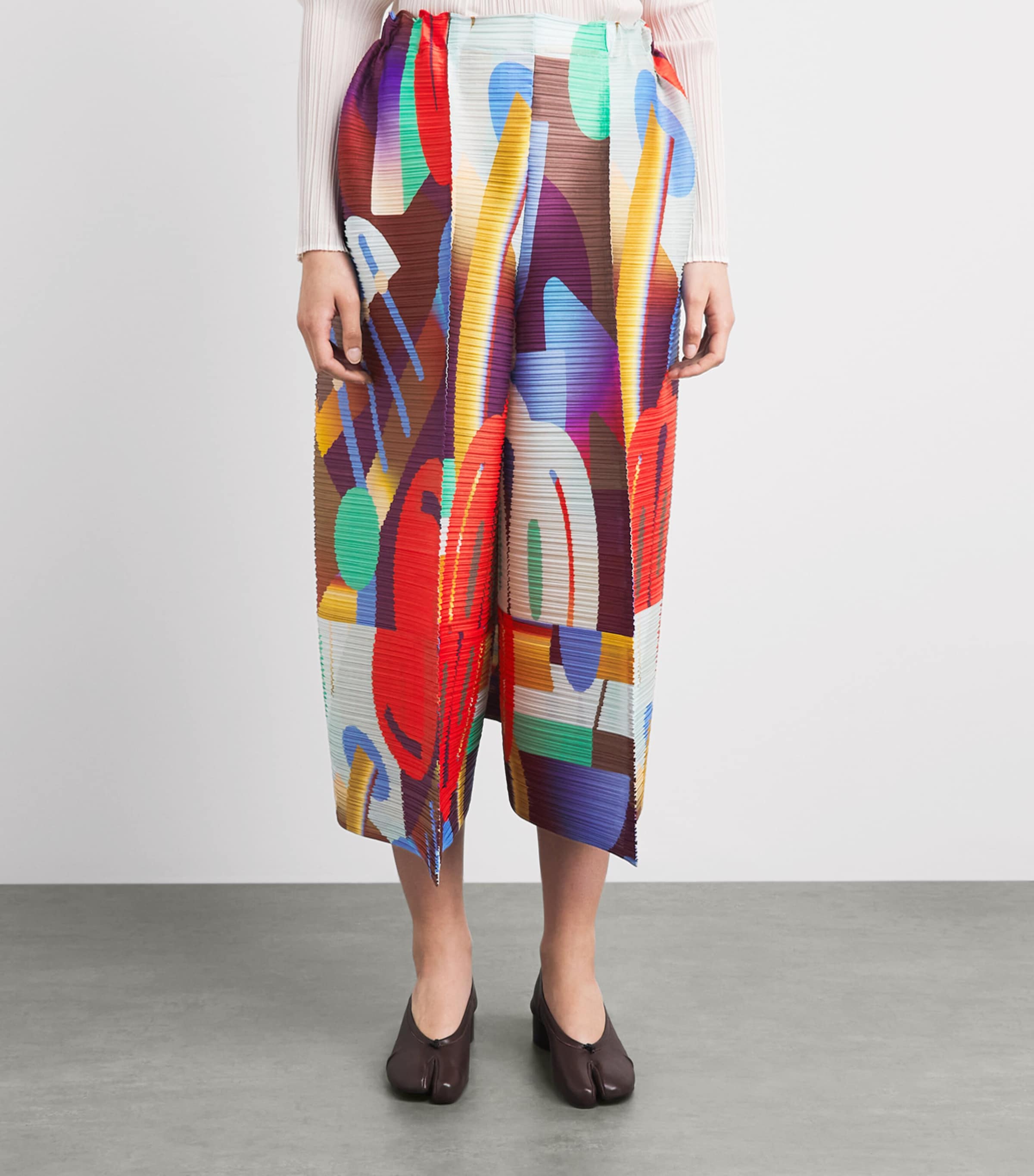 Pleats Please Issey Miyake Red Printed Playground Trousers