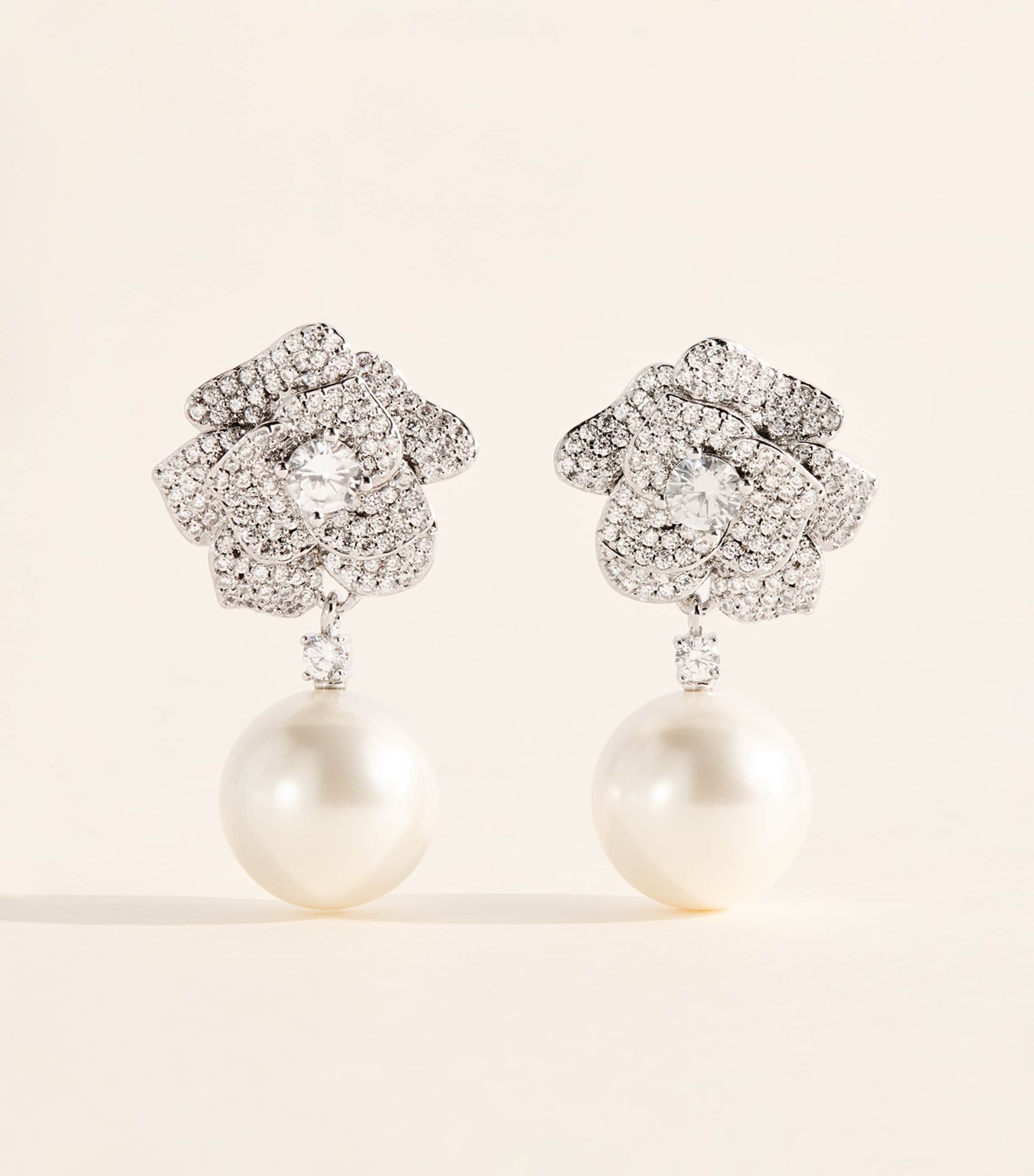 Self-Portrait Mini Flower Embellished Earrings Silver Image 1