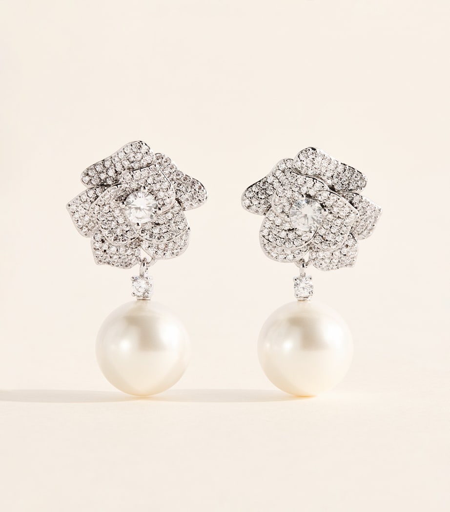 Self-Portrait Mini Flower Embellished Earrings Silver Image 1