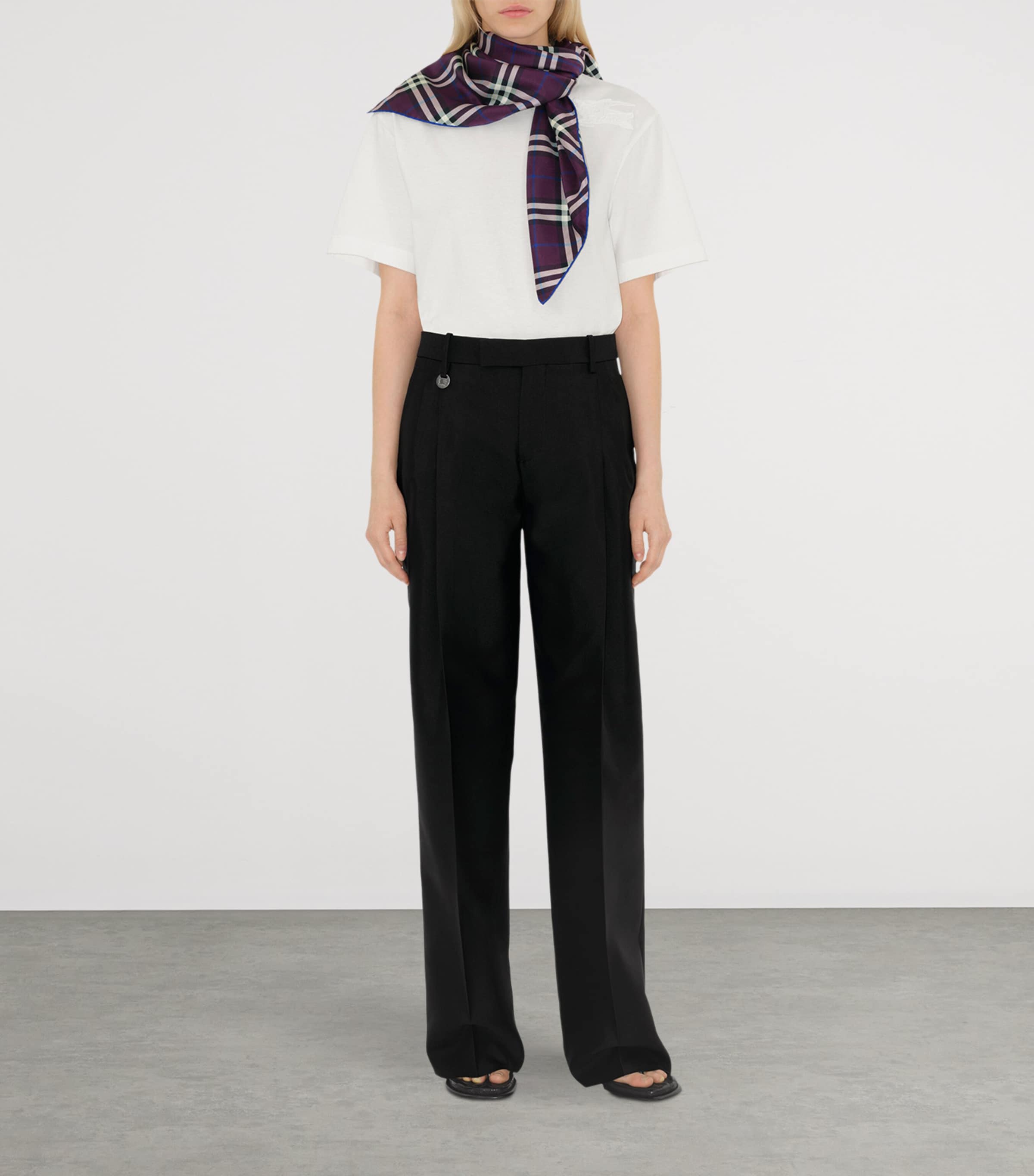 Silk Check Scarf PANSY Image 4