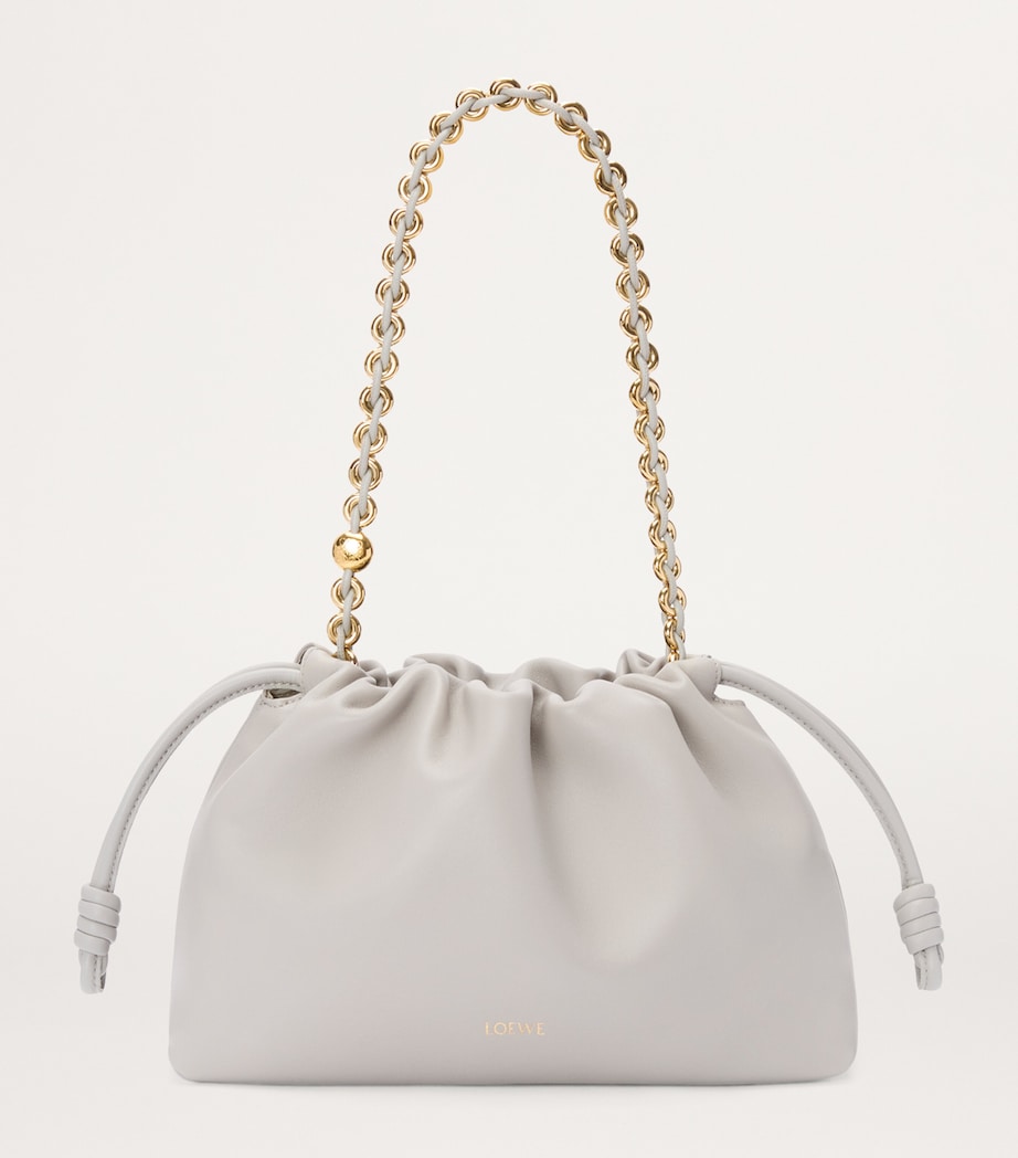 Medium Leather Flamenco Shoulder Bag SHELL GREY Image 3