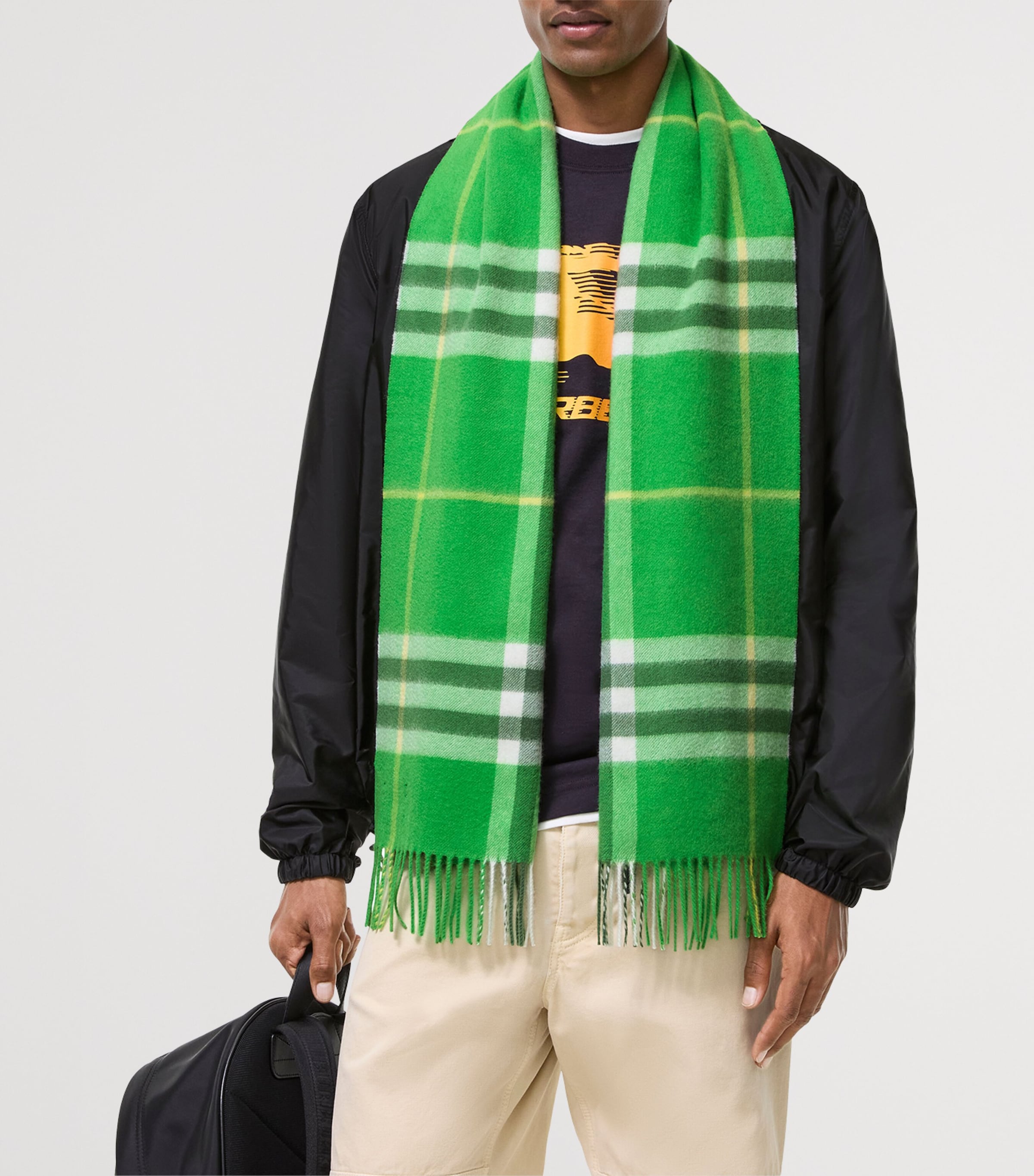 Burberry Cashmere Check Scarf Racquet Green Image 2