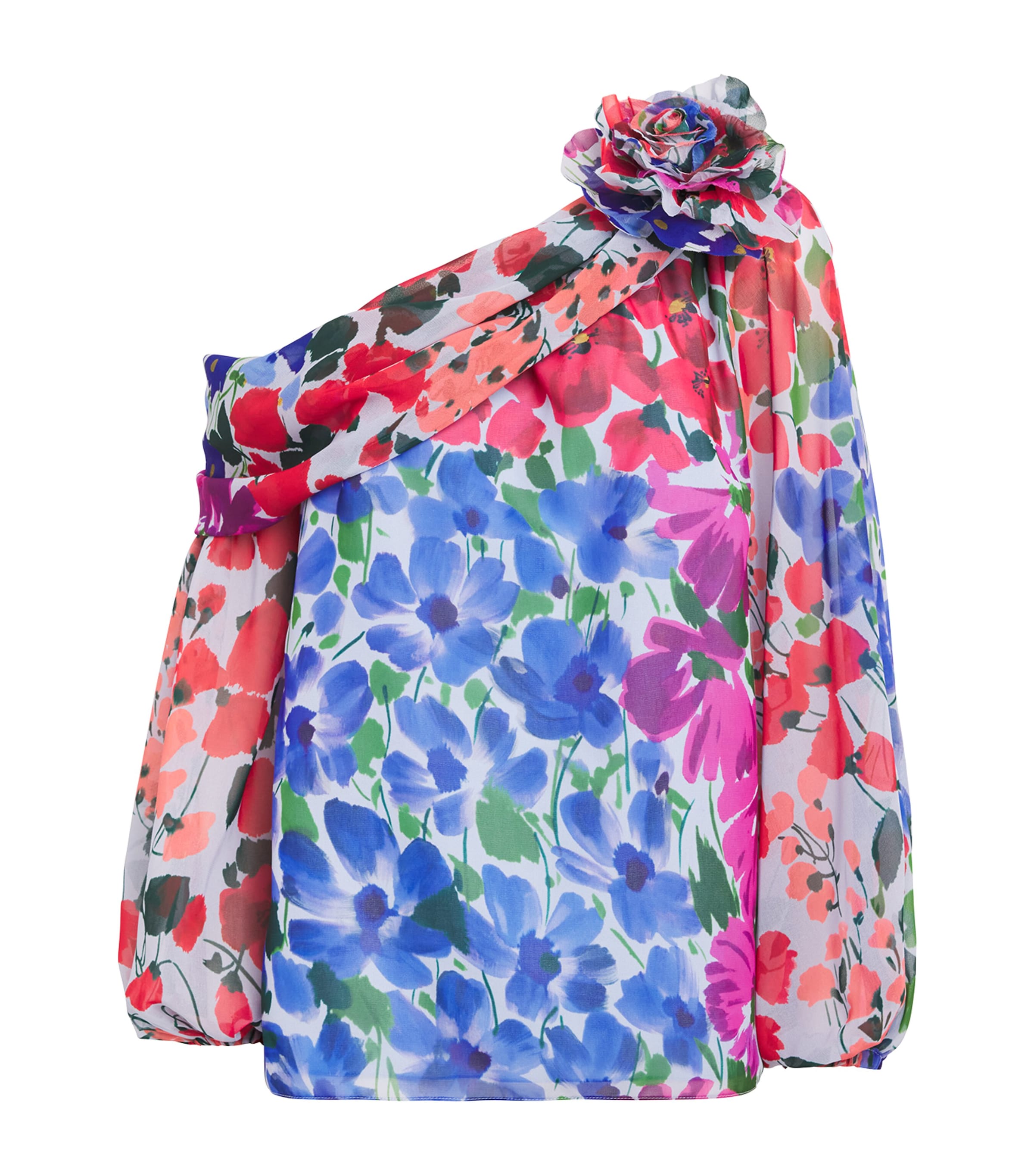 Carolina Herrera Floral One-shoulder Blouse