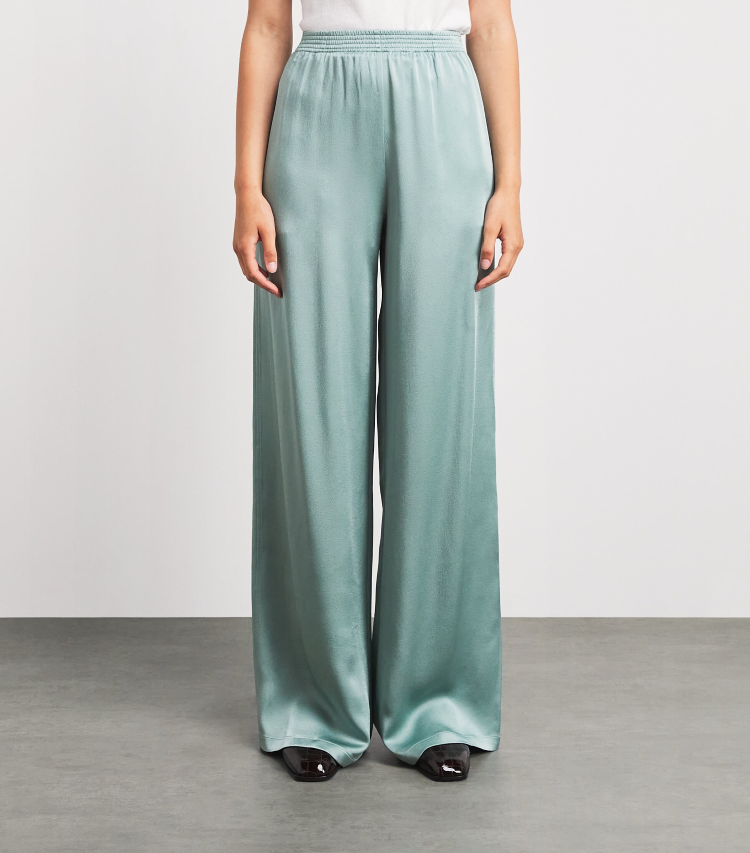Fabiana Filippi Womens Satin Beaded Trousers Verde Image 4