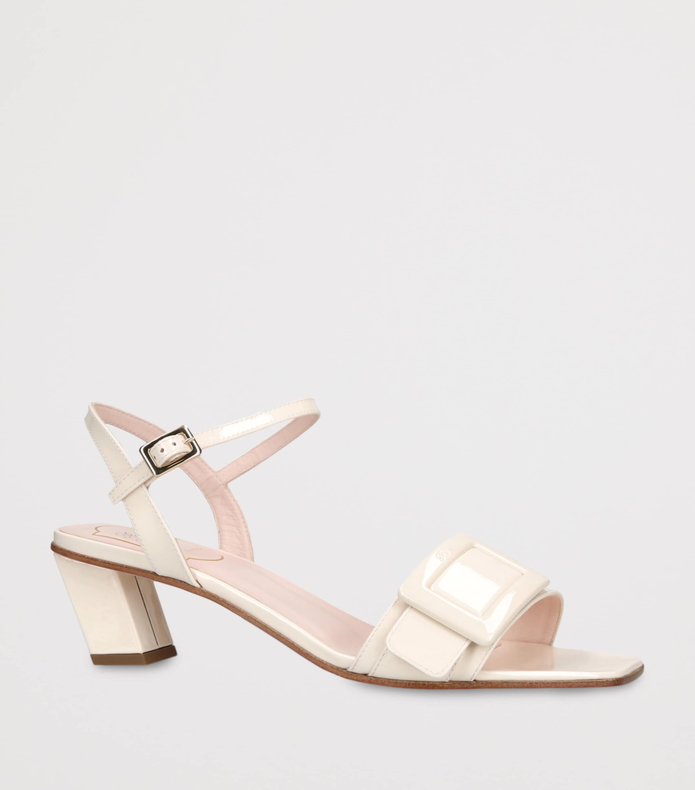 Roger Vivier Patent Leather Buckled Sandals 45 Bone Image 2