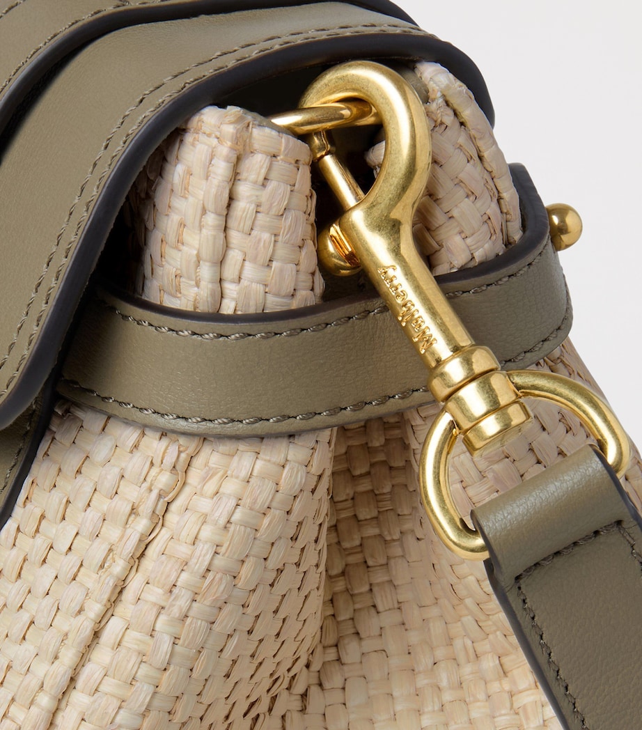 Mulberry Mini Raffia and Leather Alexa Satchel Linen Green Natural Image 4