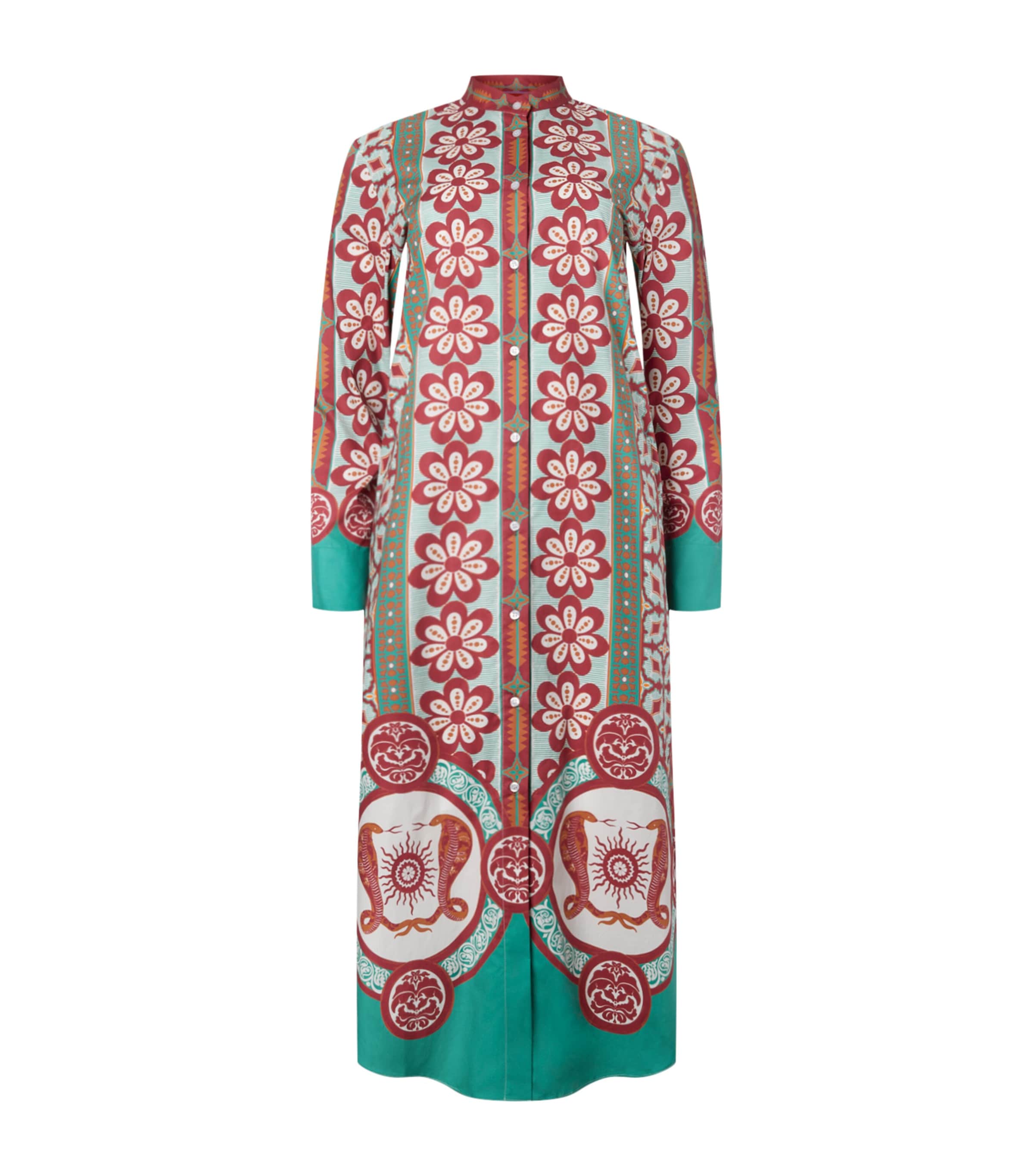 La Doublej Sundowner Floral-print Cotton-poplin Midi Shirt Dress