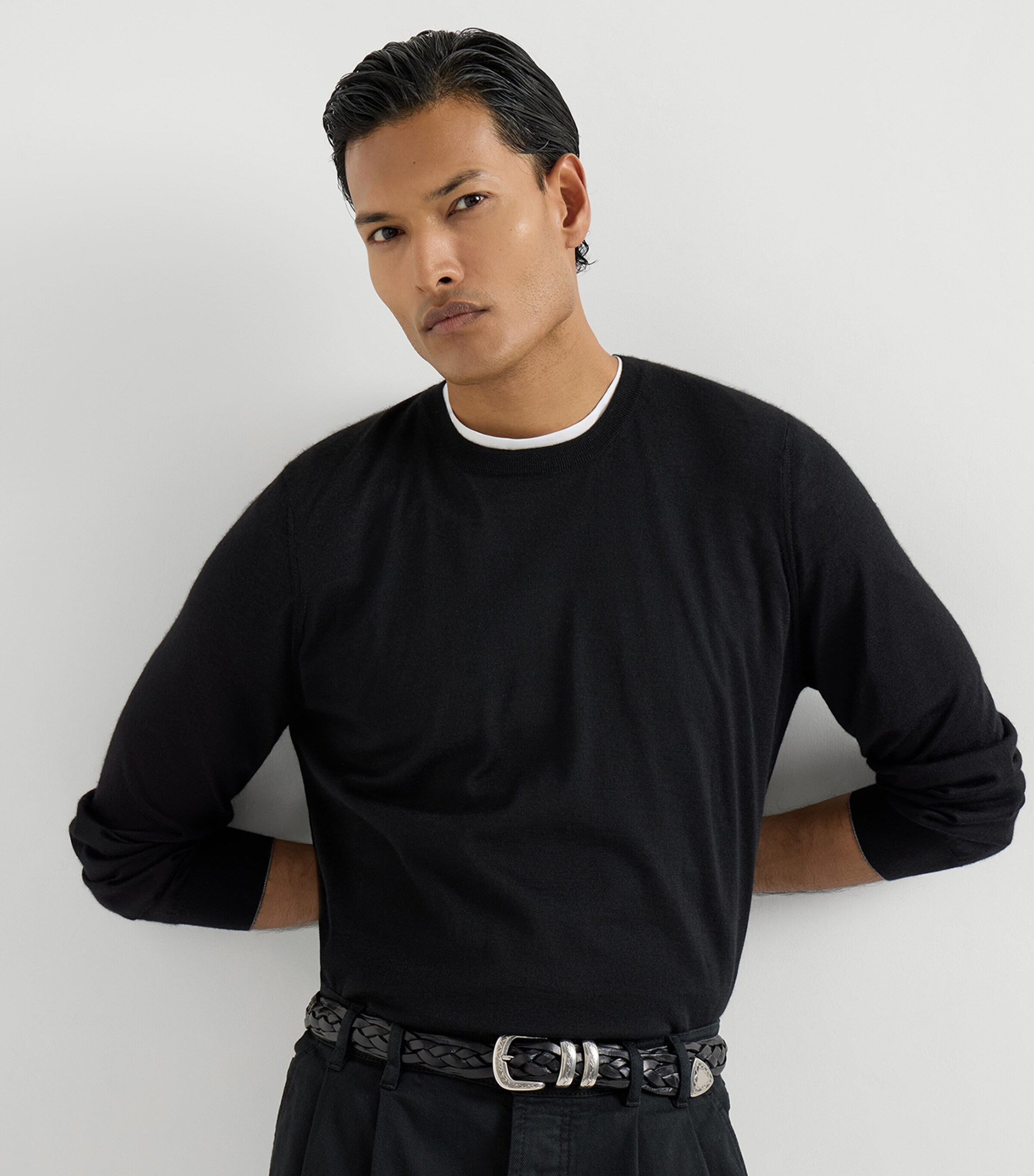 Brunello Cucinelli Mens Cashmere-Silk Crew-Neck Sweater Image 4