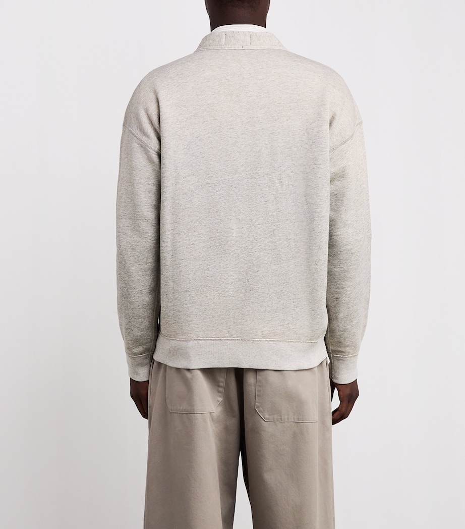 Cotton-Blend Fleece Vintage Fit Cardigan GREY Image 4