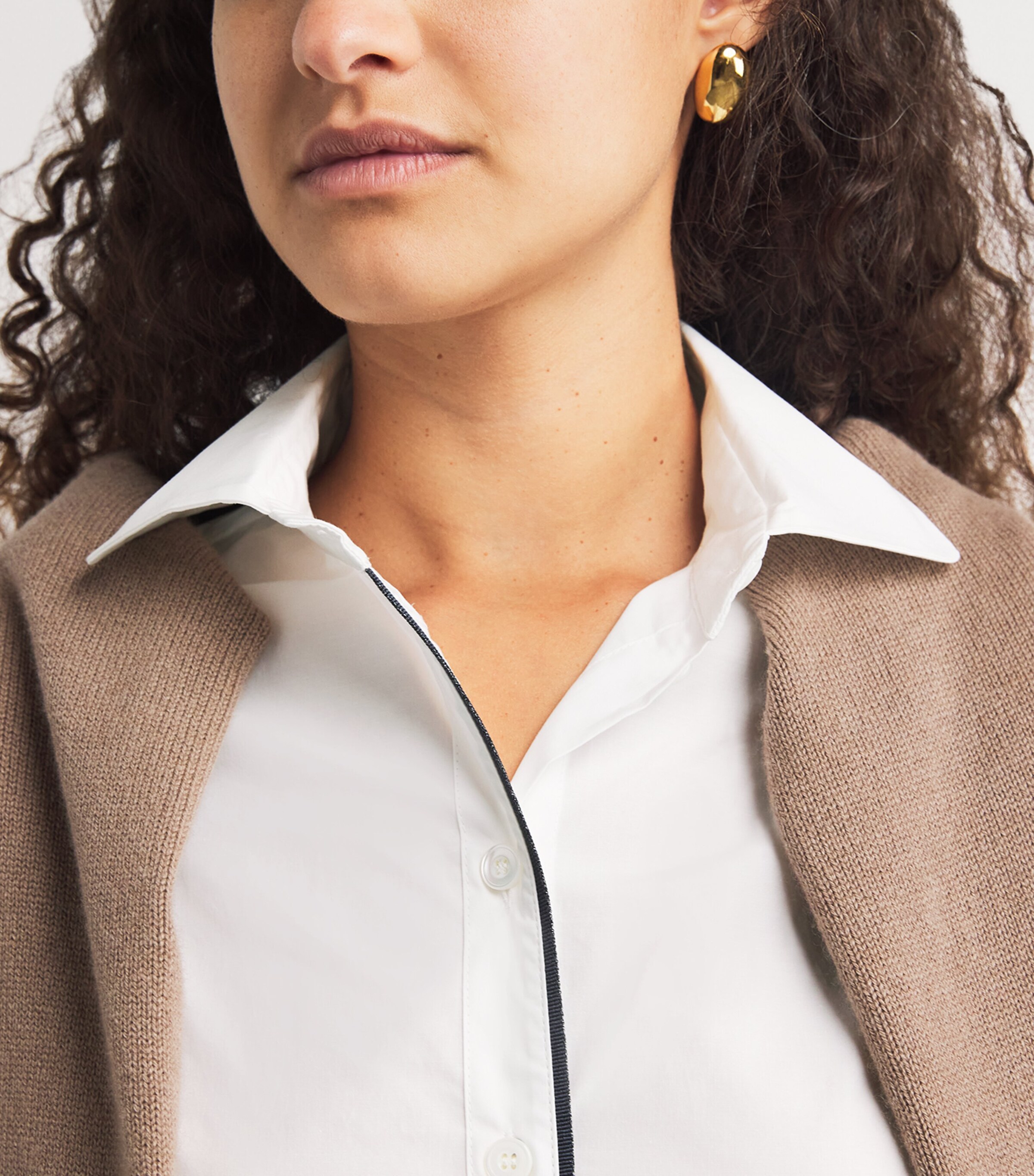 Cotton-Blend Piped Shirt BIANCO Image 6