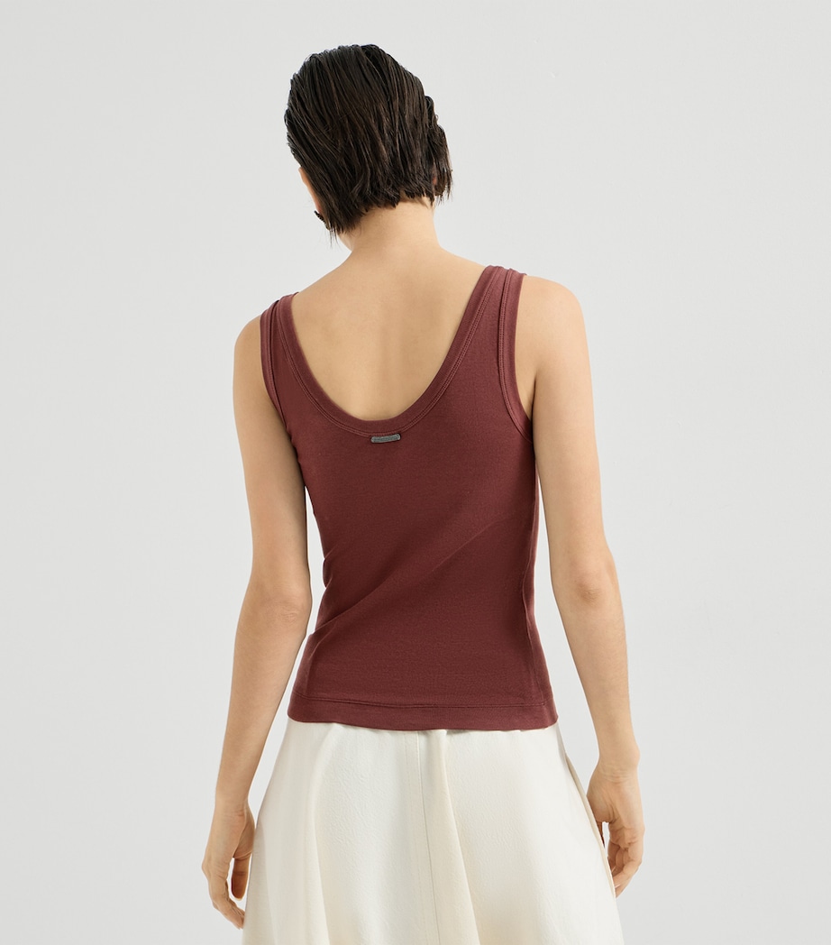 Brunello Cucinelli Womens Stretch-Cotton Ribbed Tank Top Image 5