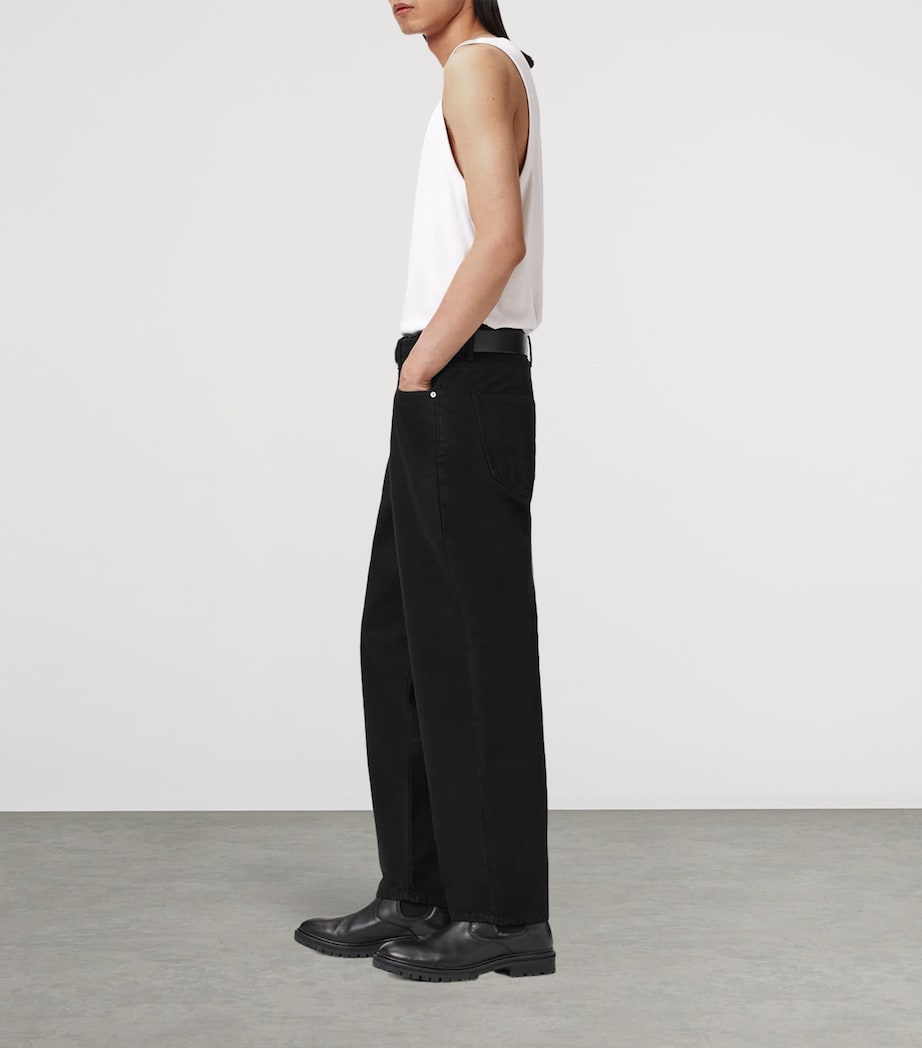 AllSaints Mens Curve Barrel-Leg Jeans Washed Black Image 9