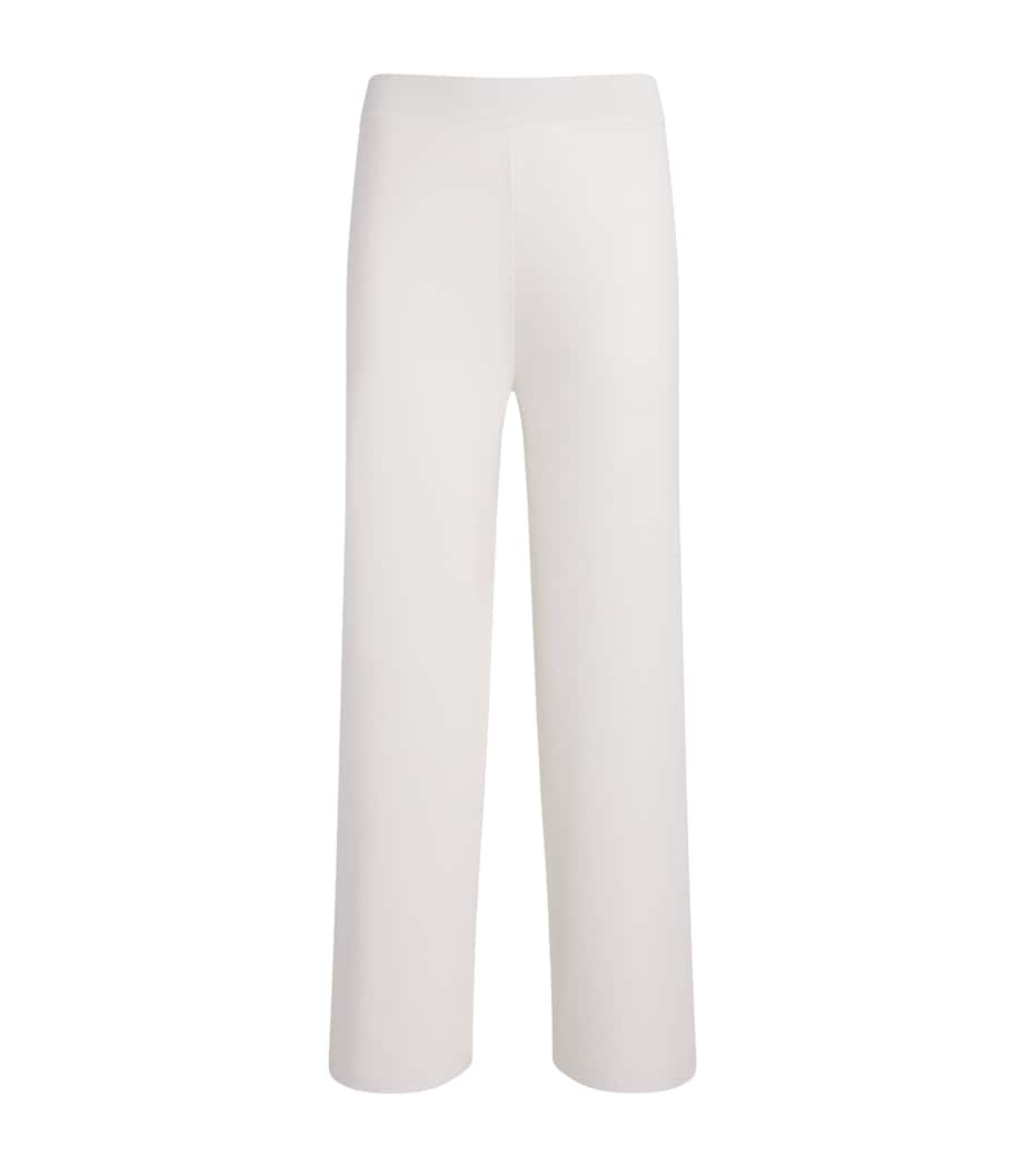 MM Womens Knitted Wide-Leg Trousers White Image 1