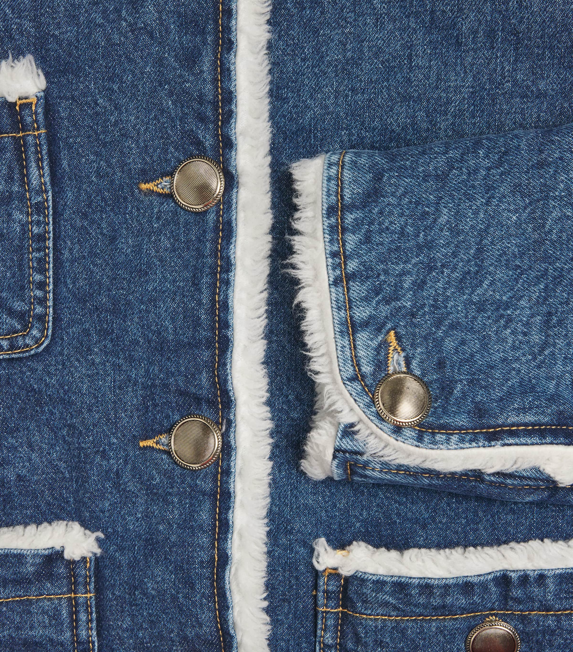 Faux Shearling-Lined Denim Jacket BLUE JEAN Image 5