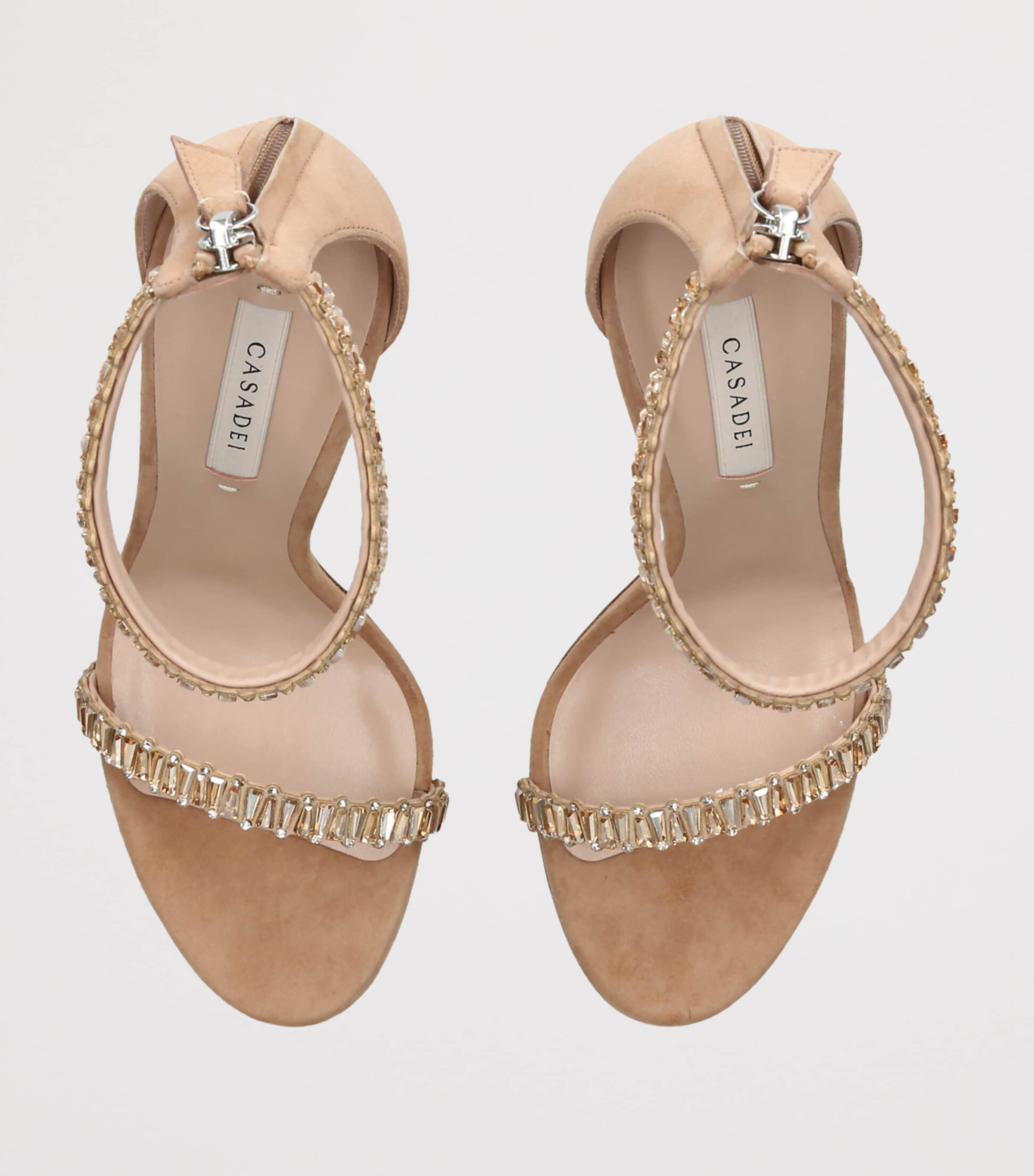 Casadei Suede Julia Heaven Sandals 100 Beige Comb Image 3