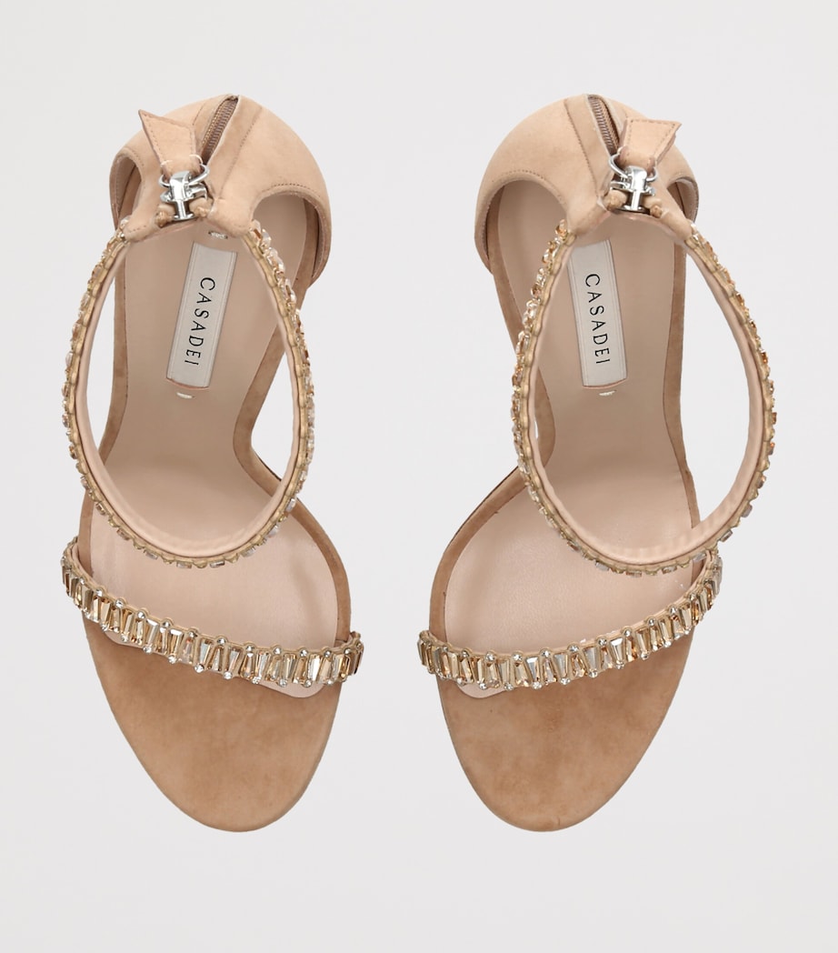 Casadei Suede Julia Heaven Sandals 100 Beige Comb Image 3