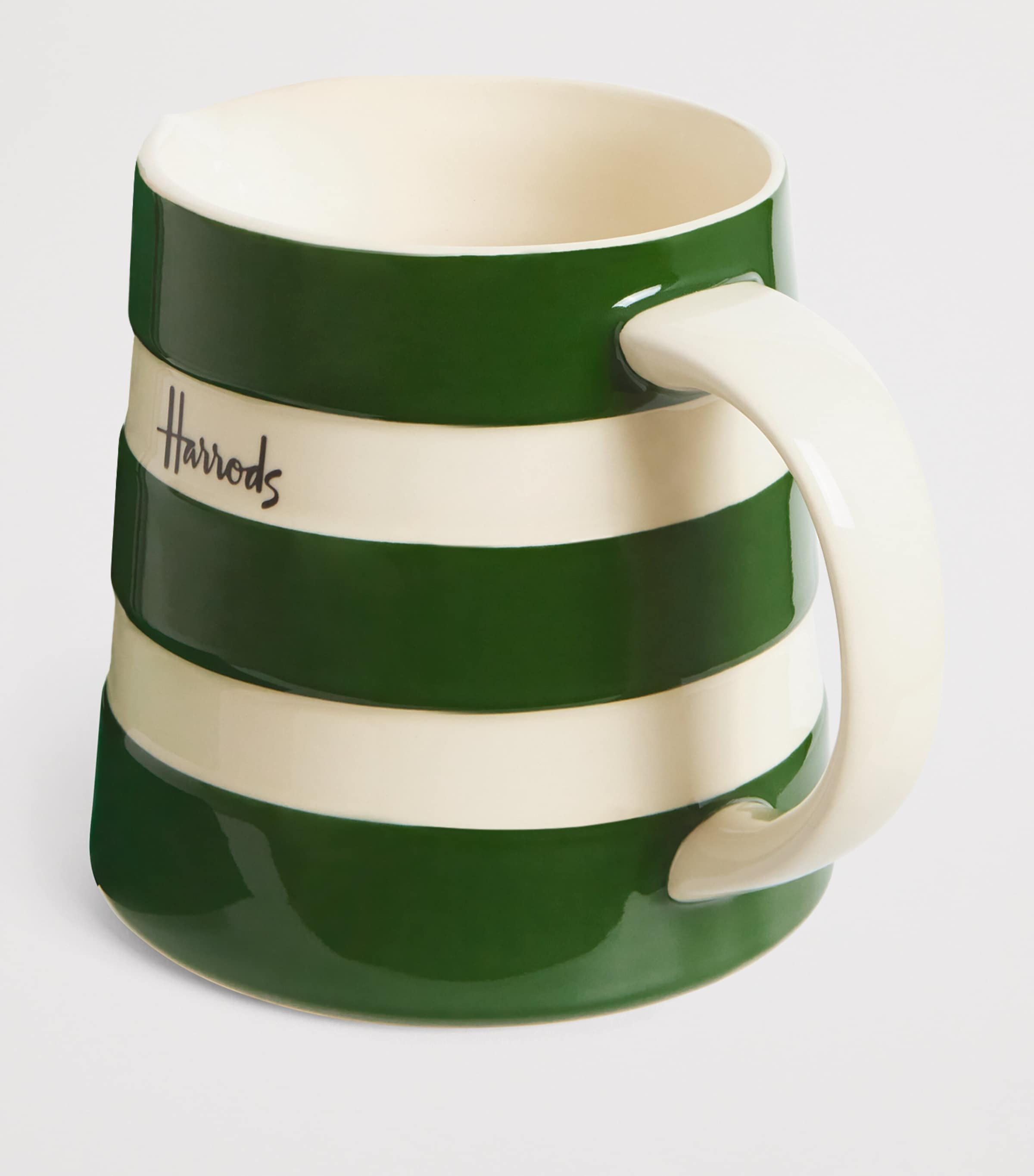 Large Cornish Stripe Jug GREEN Image 2