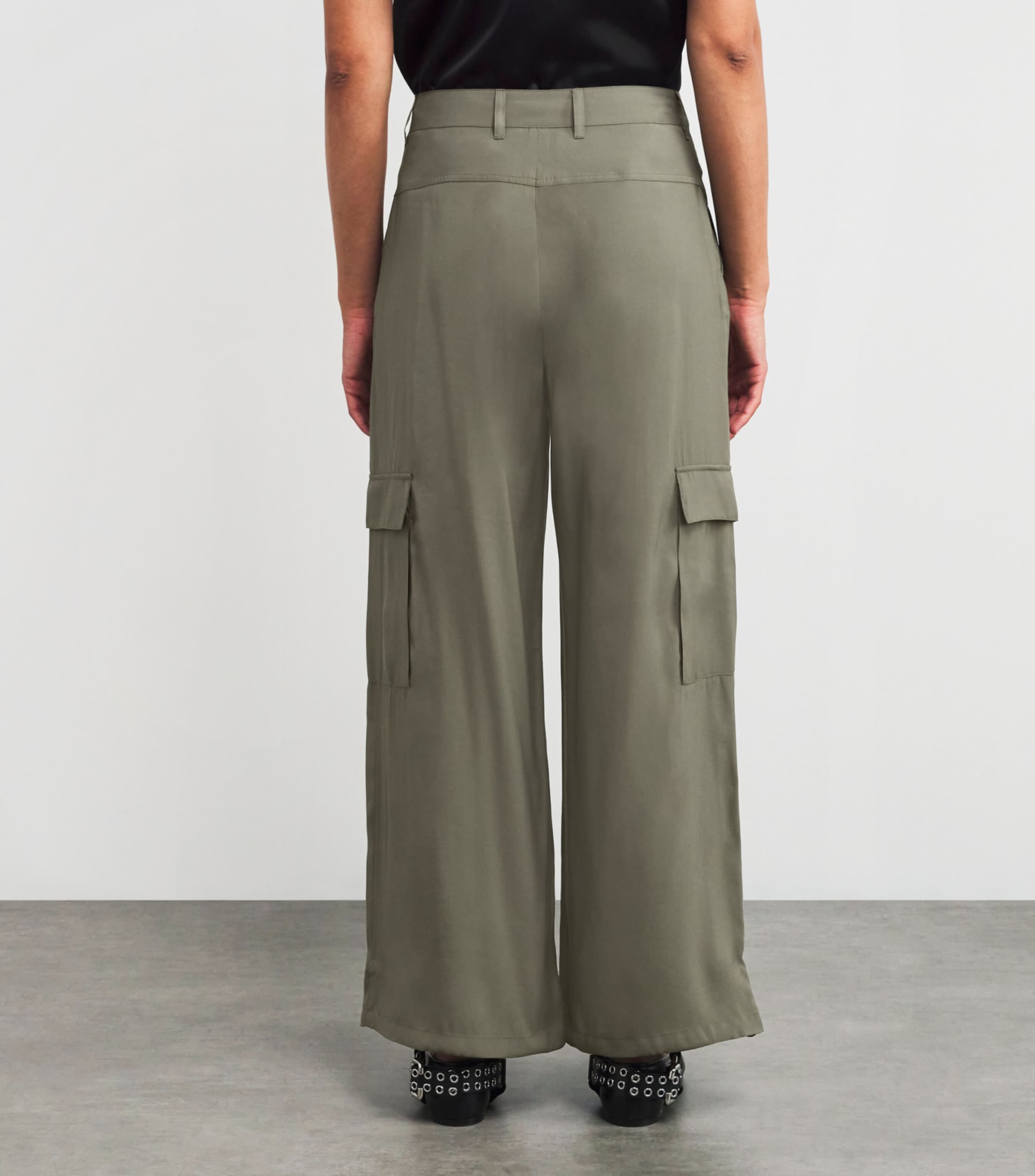 Pleated Wide-Leg Cargo Trousers KAKI Image 4