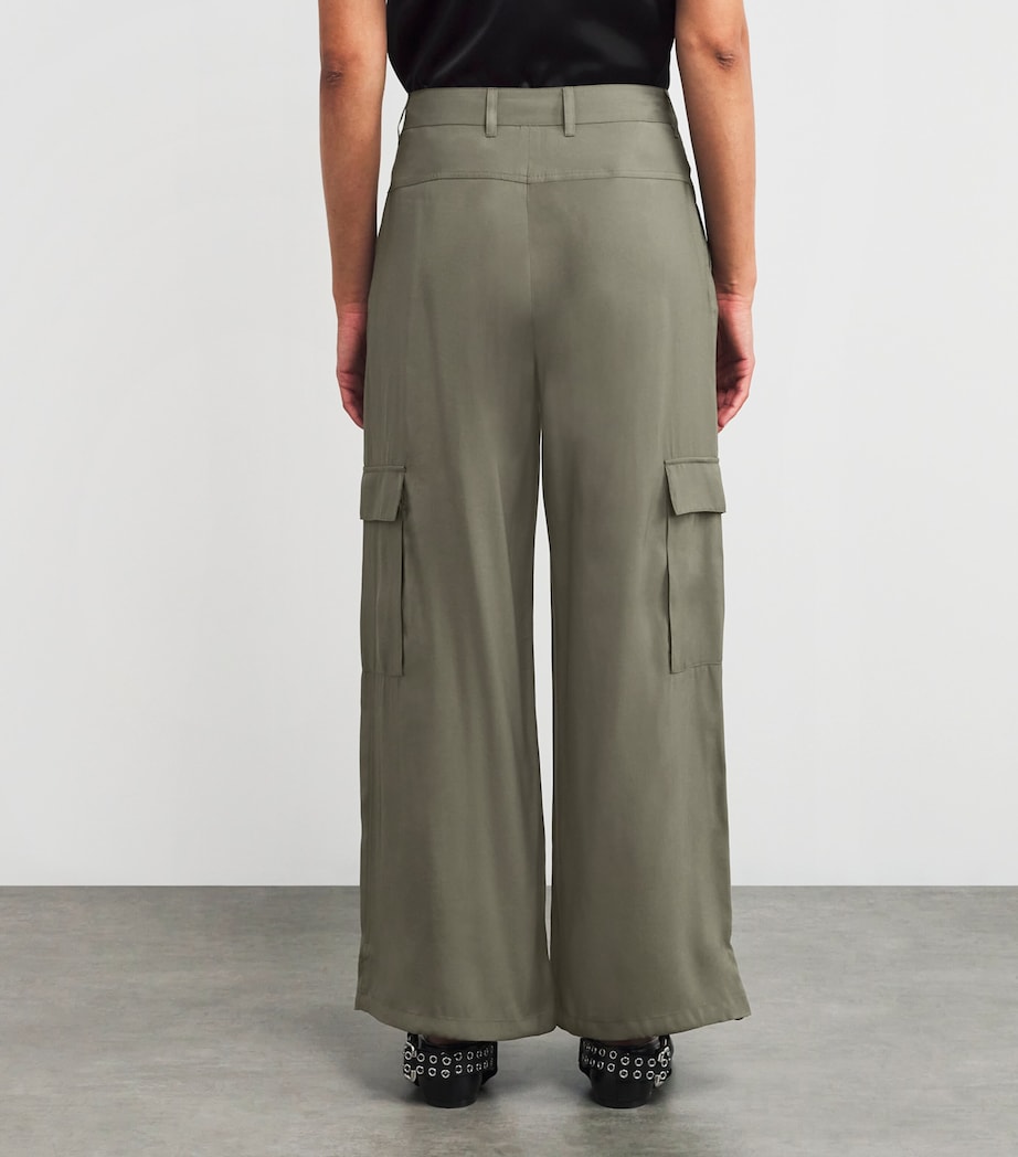 Pleated Wide-Leg Cargo Trousers KAKI Image 4
