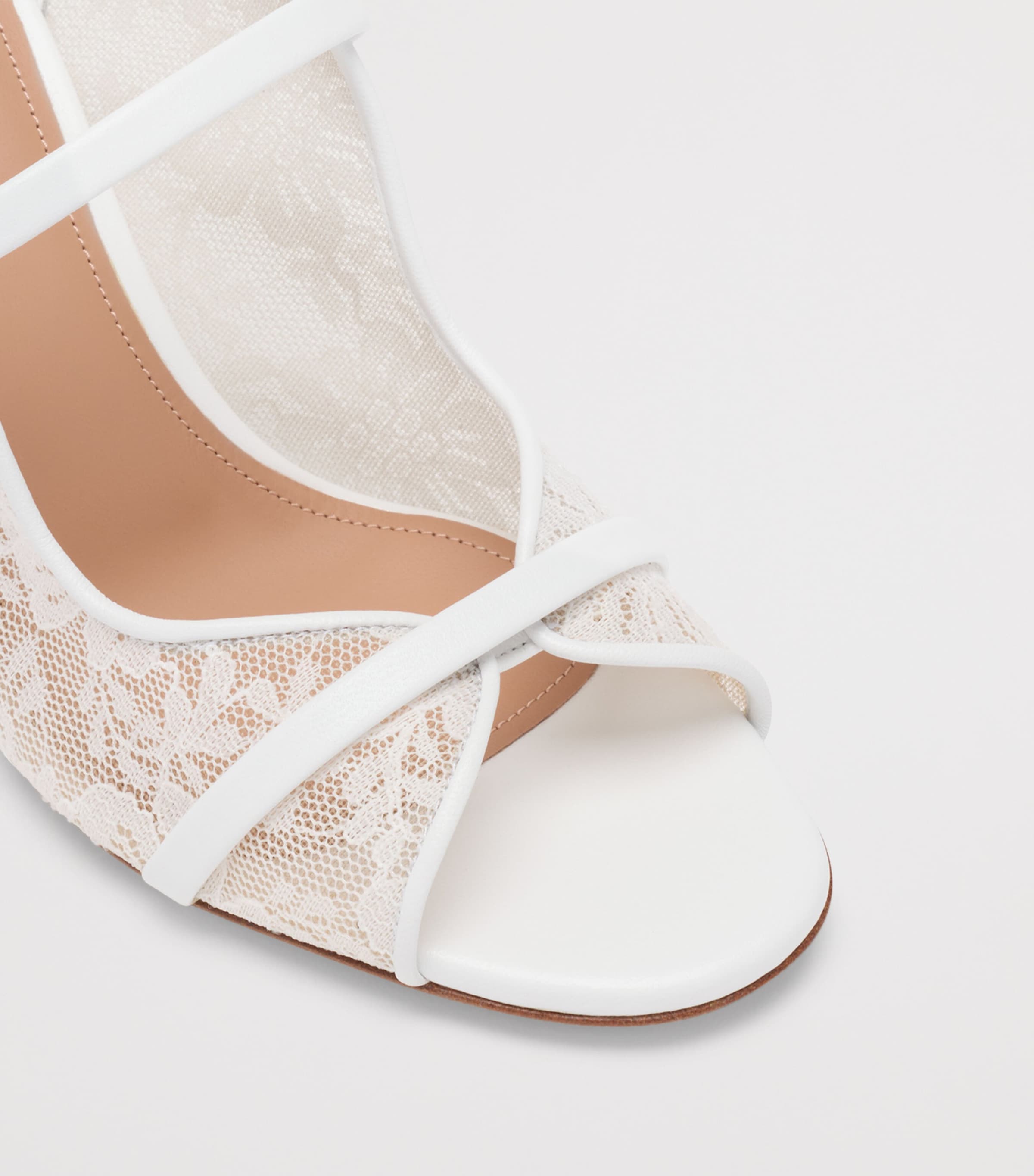 Malone Souliers Lace Norah Heeled Sandals 70 White Image 5