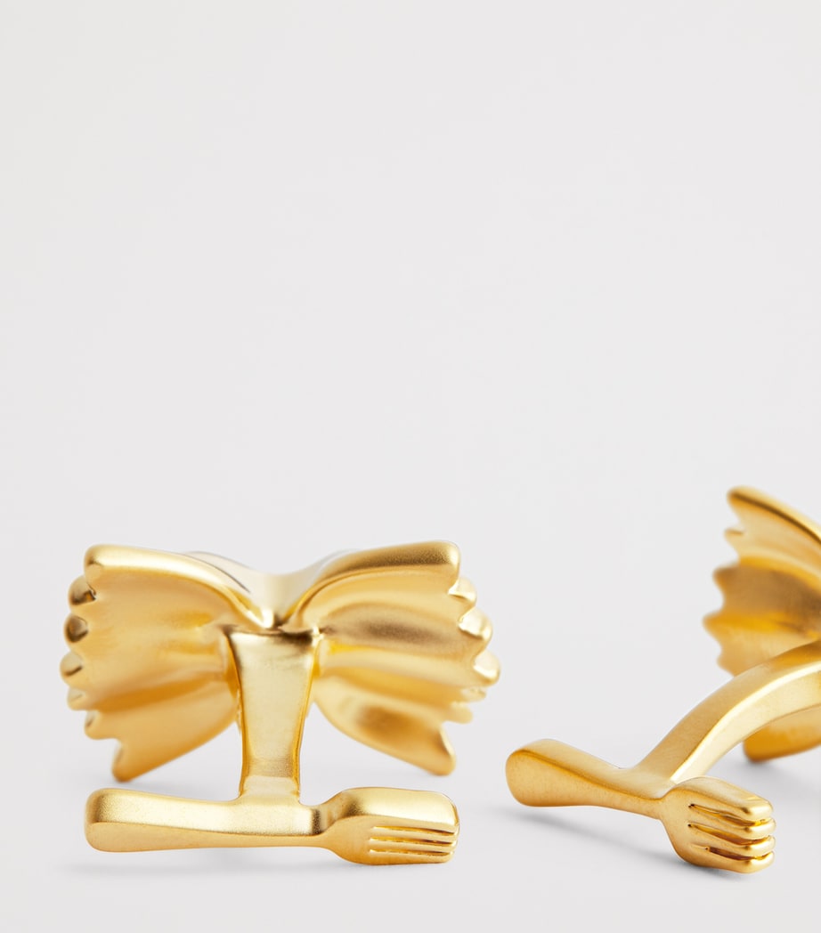 Babette Wasserman Gold-Plated Farfalle Cufflinks Yellow Gold Image 6