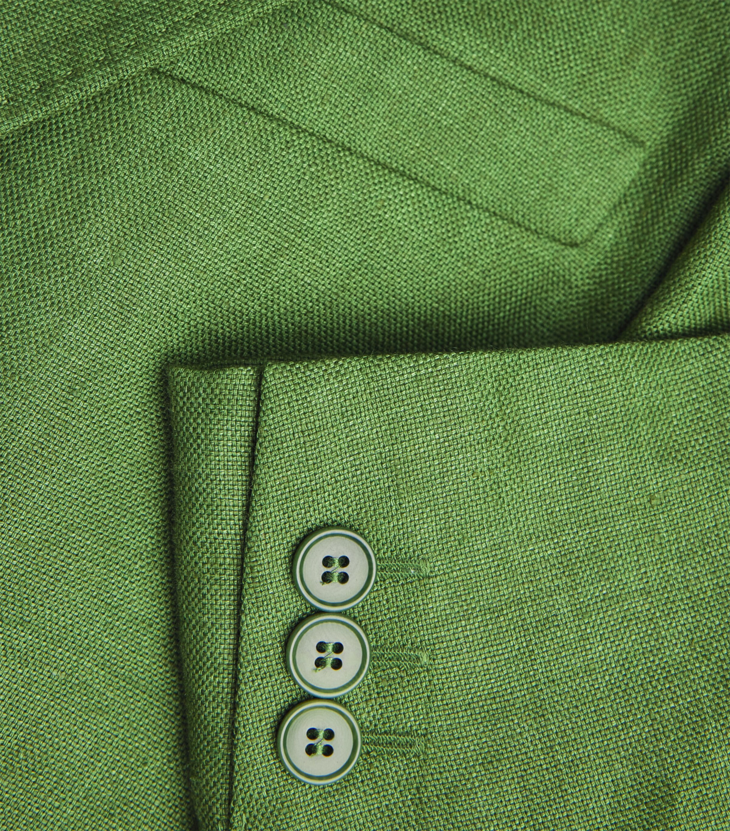 Linen Single-Breasted Blazer GREEN Image 5