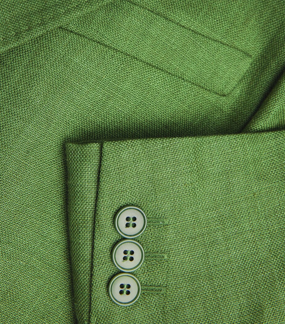 Linen Single-Breasted Blazer GREEN Image 5