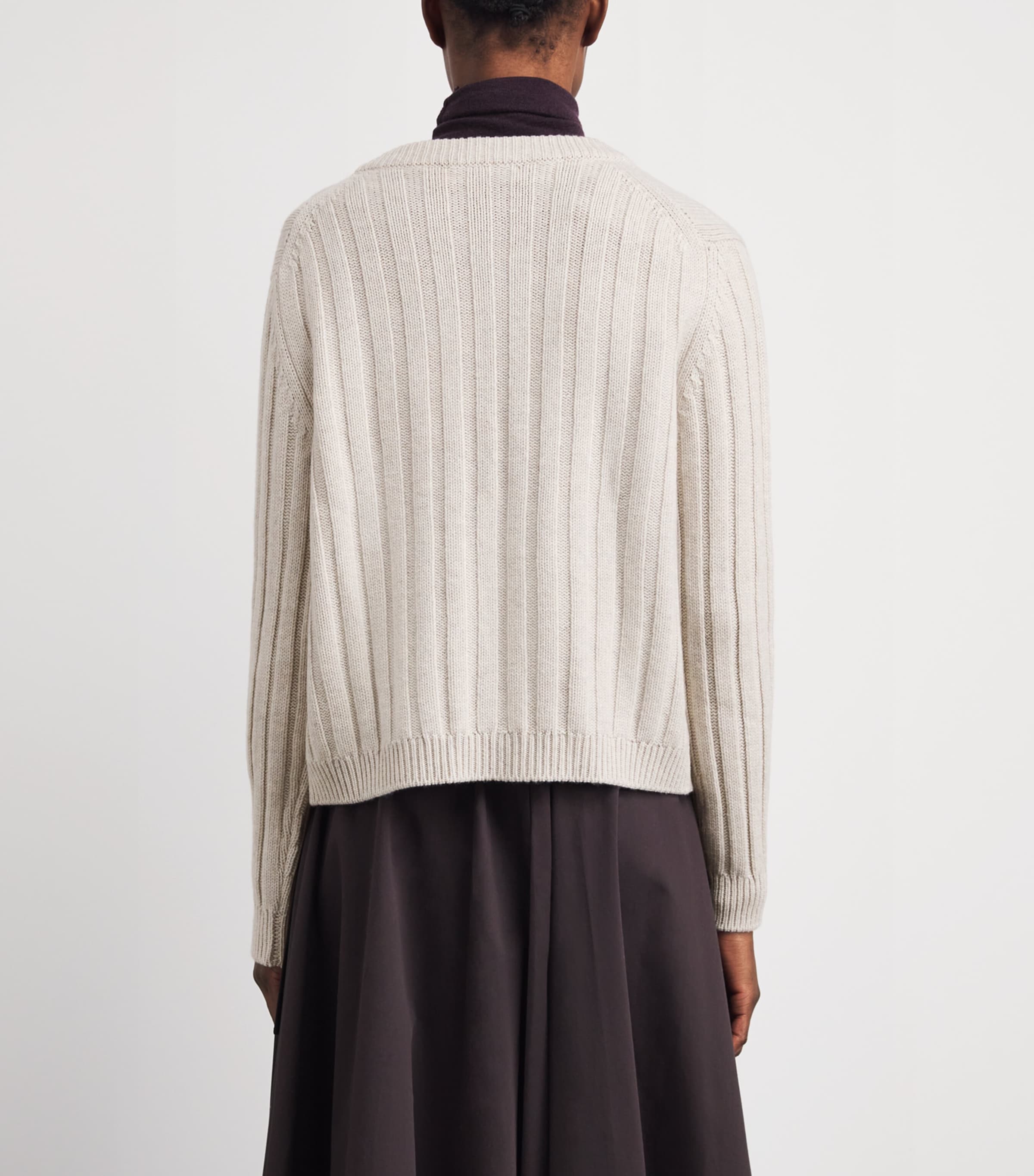 Johnstons Of Elgin Womens Cashmere Ribbed Lecht Cardigan Lunan Sand Image 5