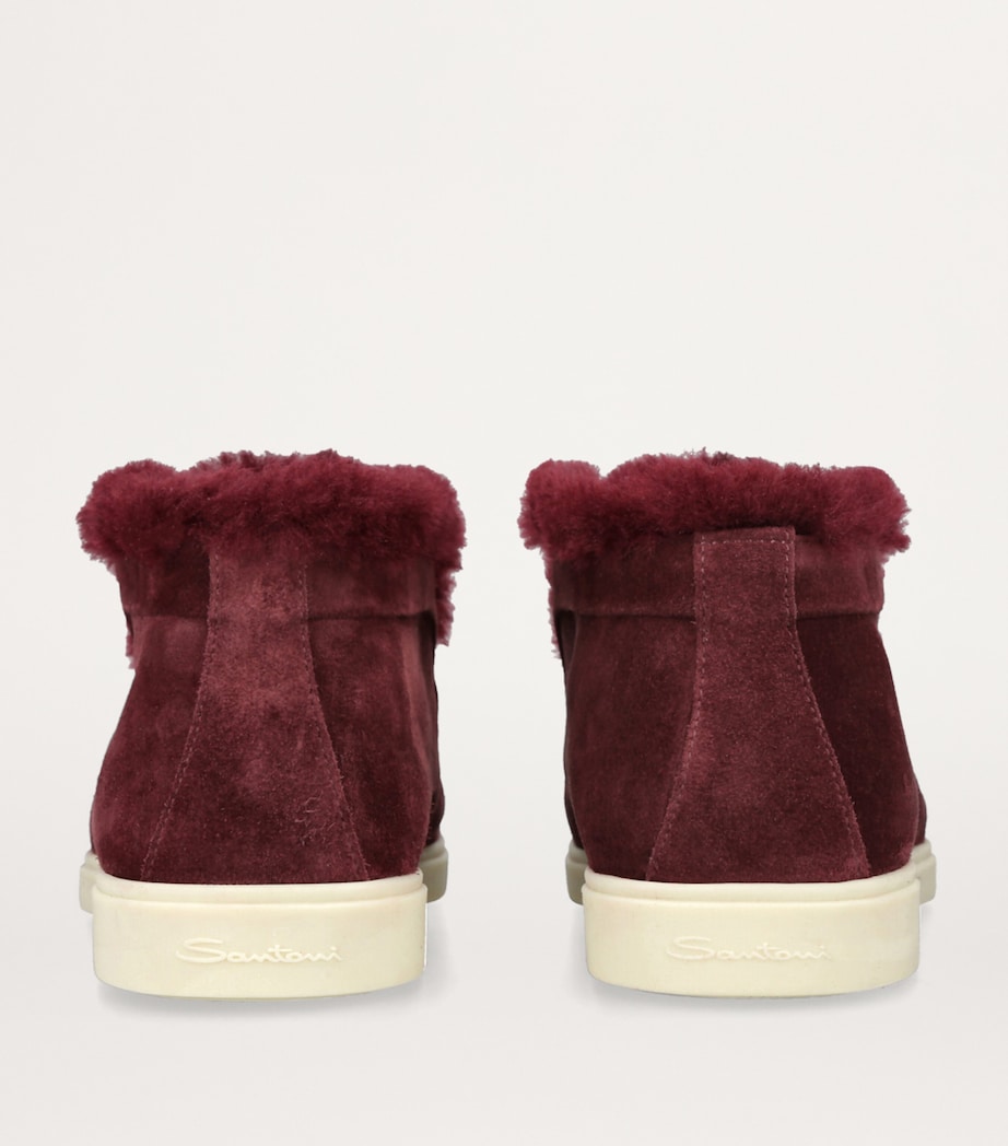 Suede Fur-Trim Fortune Ankle Boots WINE Image 2