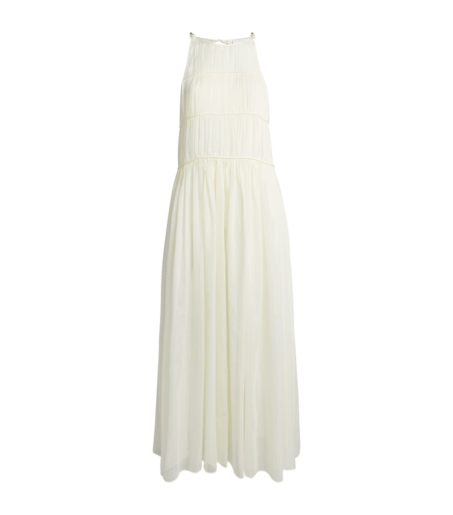 Moré Noir Womens Cotton-Silk Ruched Morgan Midi Dress Alabaster Cream Image 1