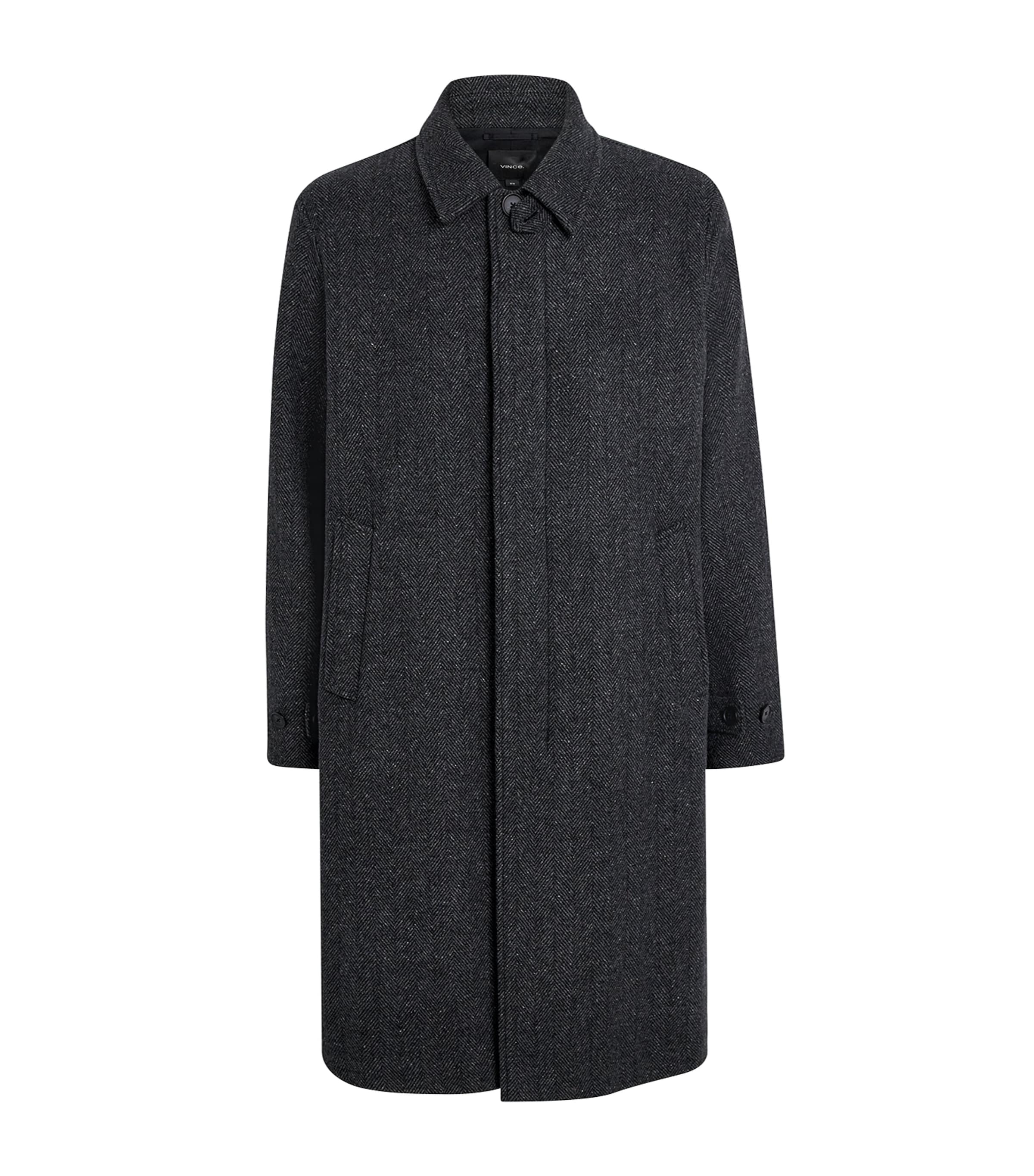 Vince Wool-blend Herringbone Coat In Gray