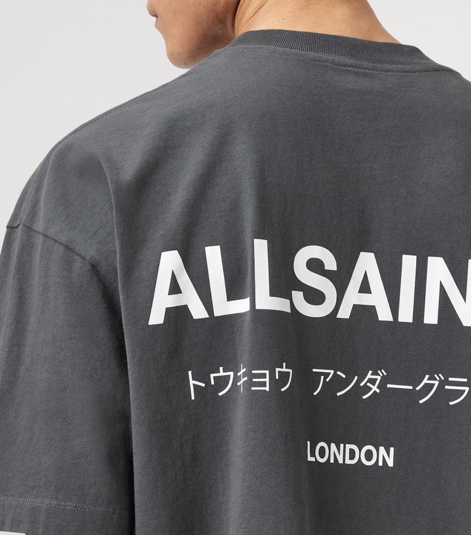 AllSaints Mens Organic Cotton Underground T-Shirt Dark Steel Blue Image 5