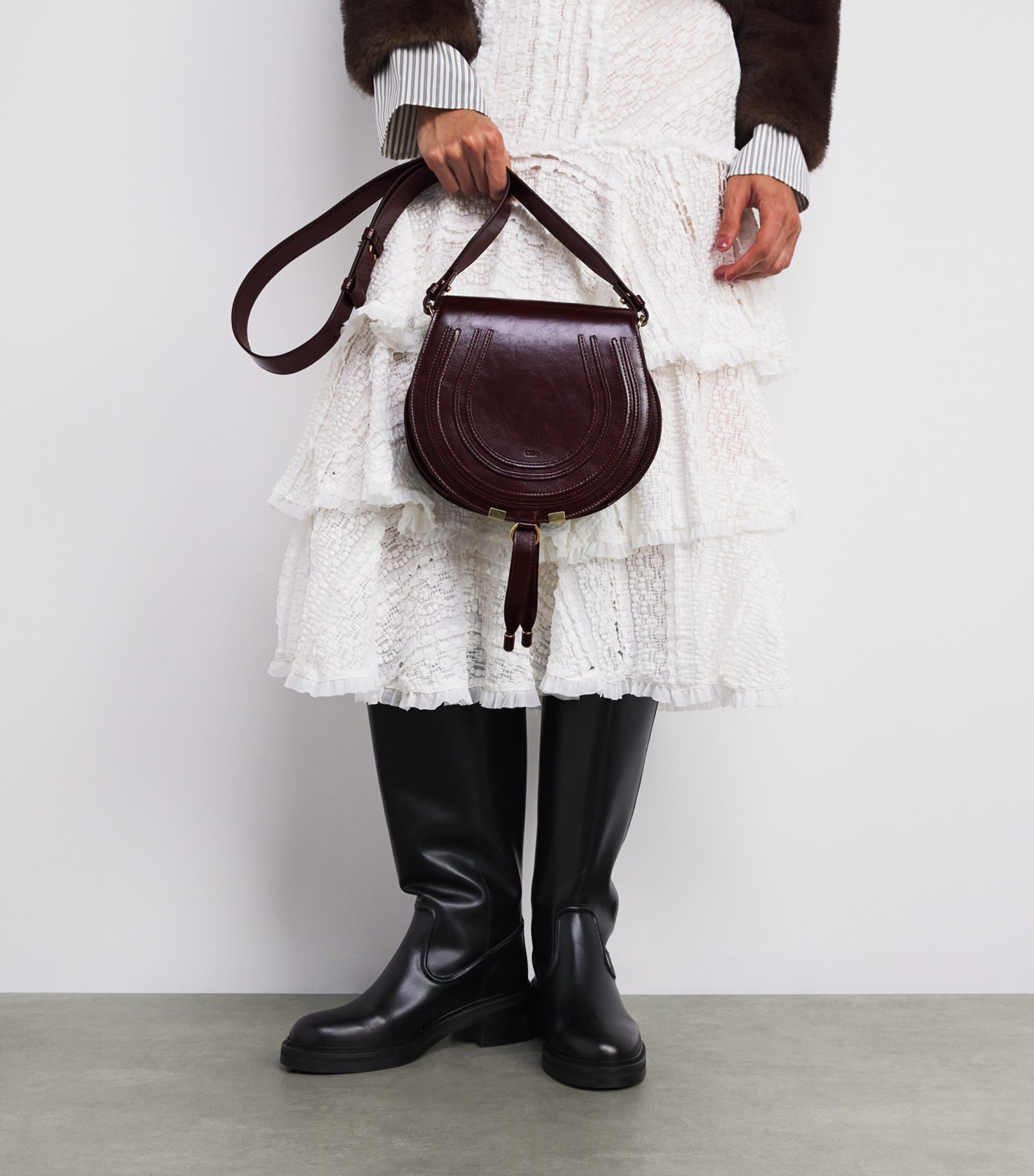 Chloé Small Leather Marcie Saddle Bag Auburn Red Image 5