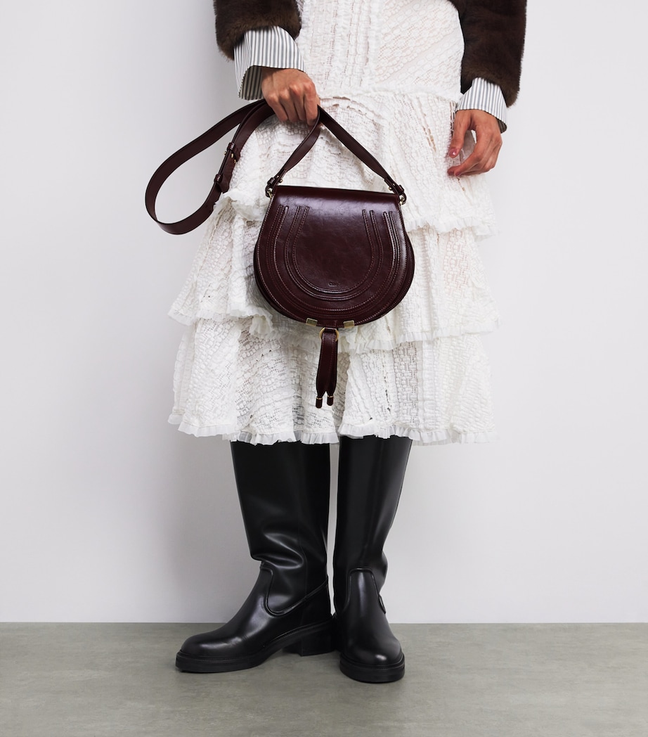 Small Leather Marcie Saddle Bag AUBURN RED Image 5