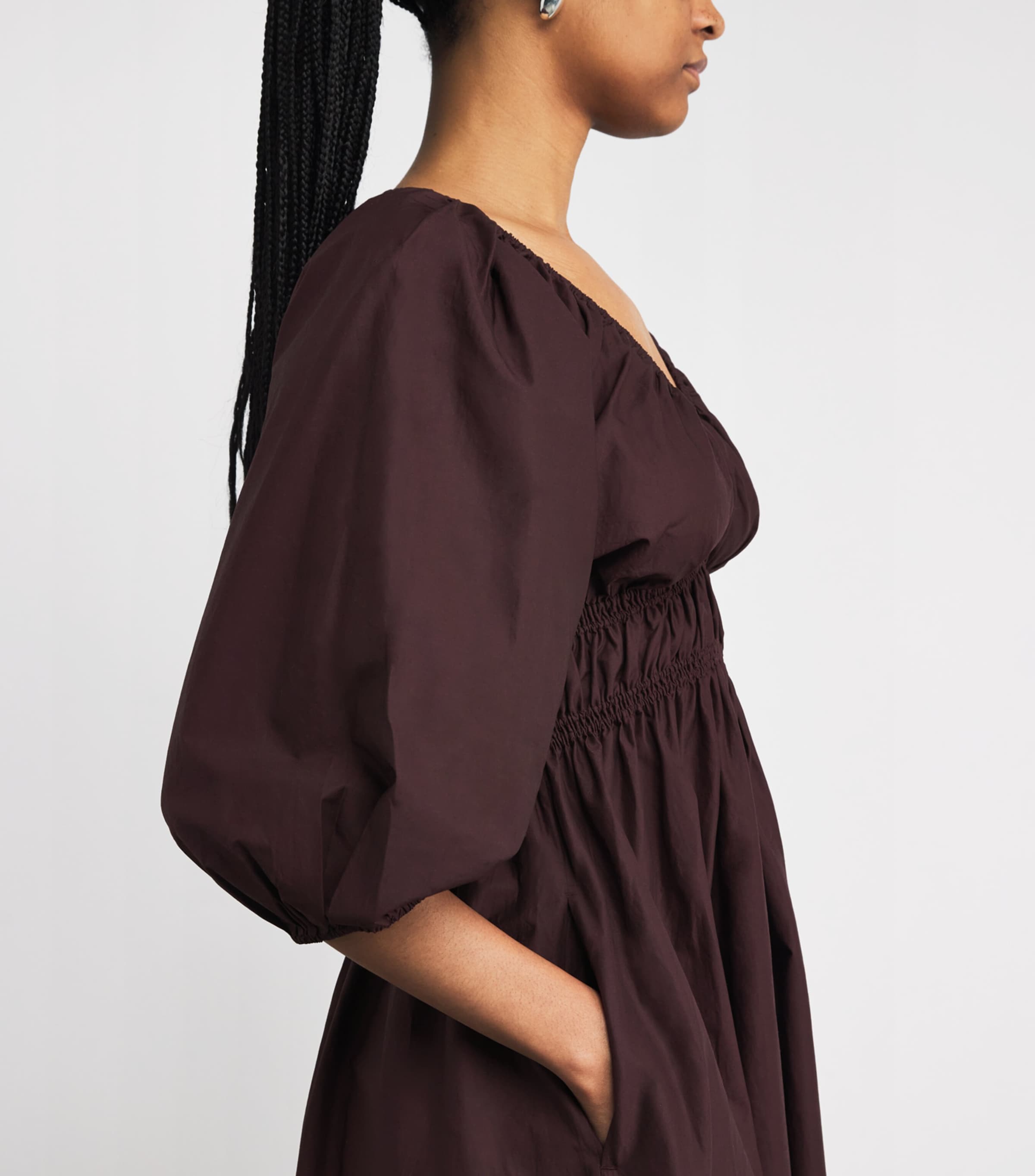 Cotton Plunge Dress AUBERGINE/AUB Image 4