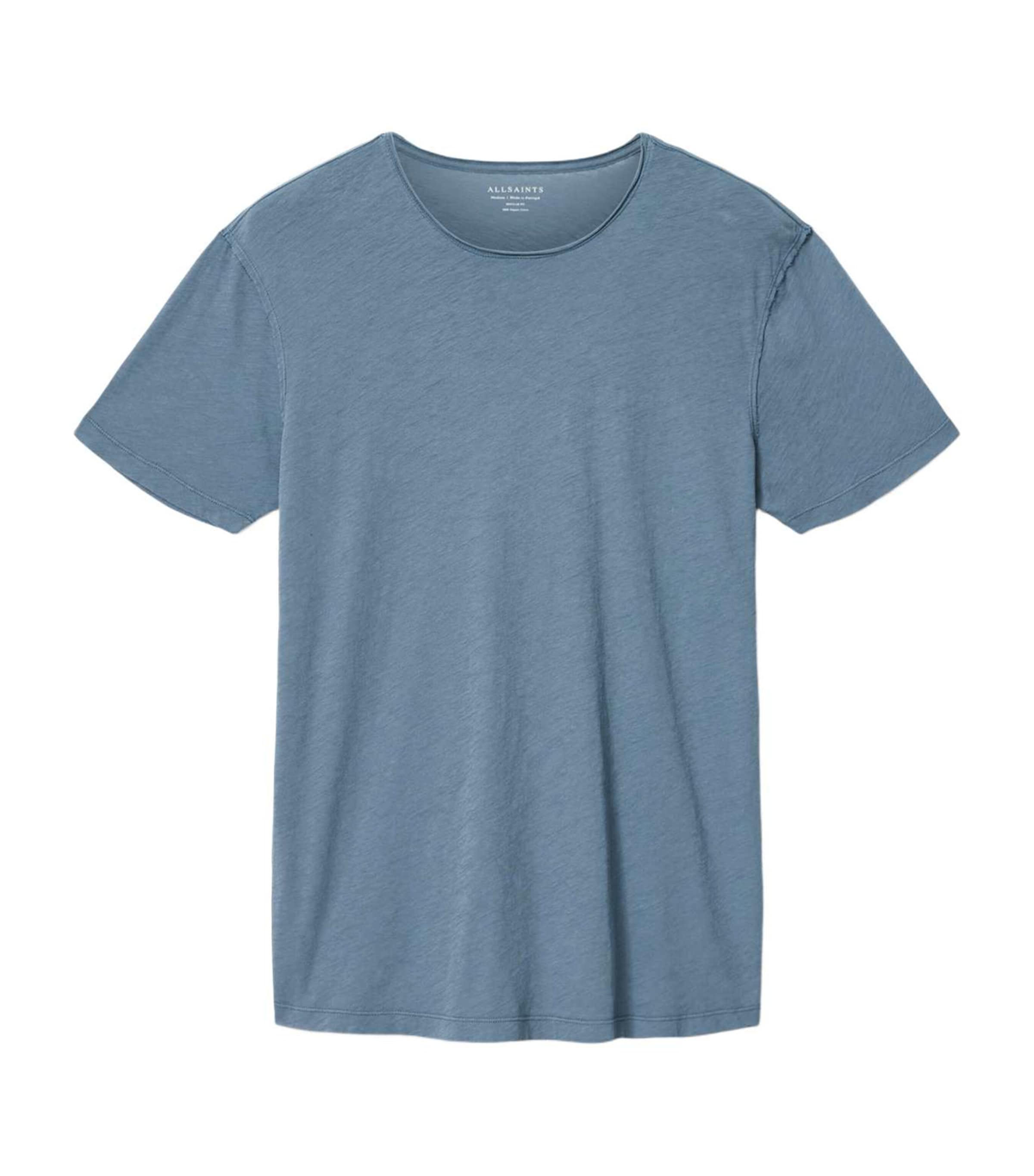 AllSaints Mens Organic Cotton Figure T-Shirt Waved Blue Image 1