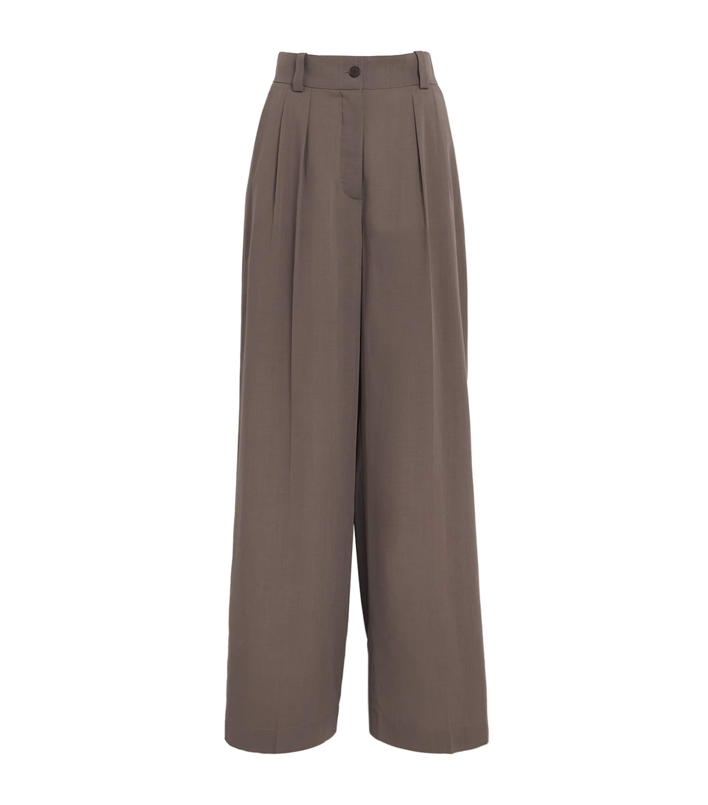 Joseph Virgin Wool Voile Forest Trousers In Brown